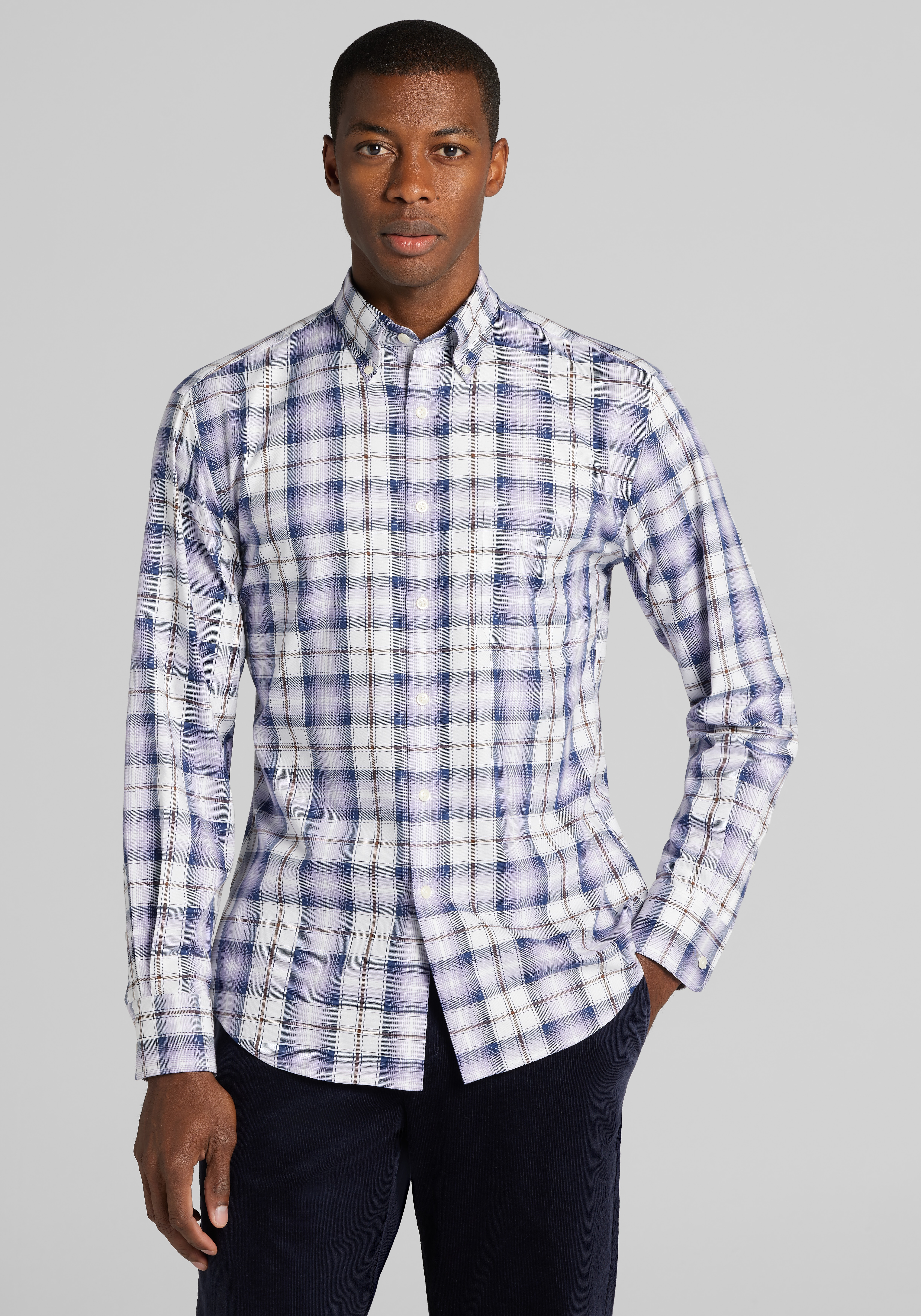 Men's FLYOUT_CATEGORY, Jos. A. Bank Tailored Fit Ombre Plaid Button Up Shirt - Big & Tall - Jos A Bank