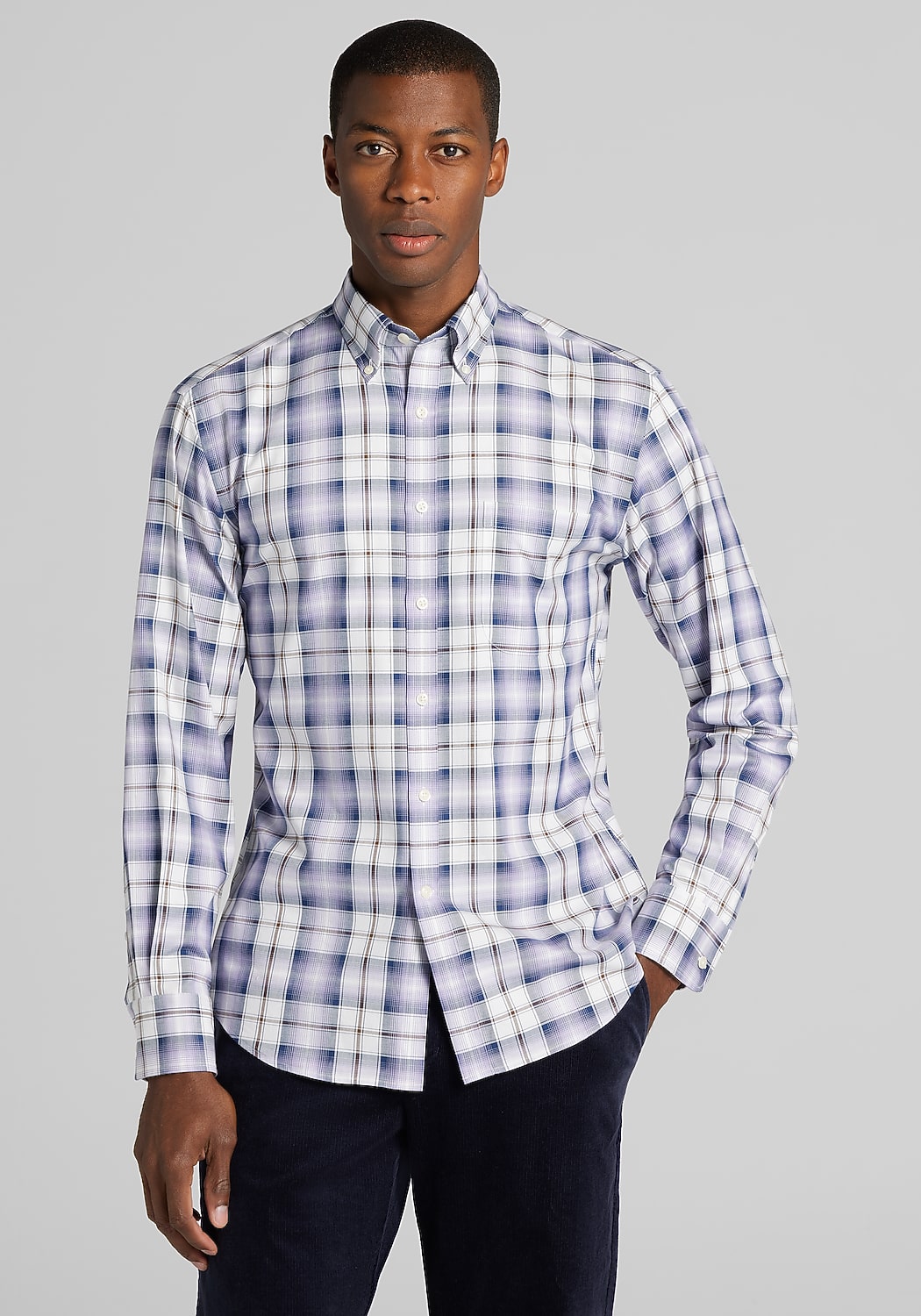 Jos. A. Bank Tailored Fit Ombre Plaid Button Up Shirt