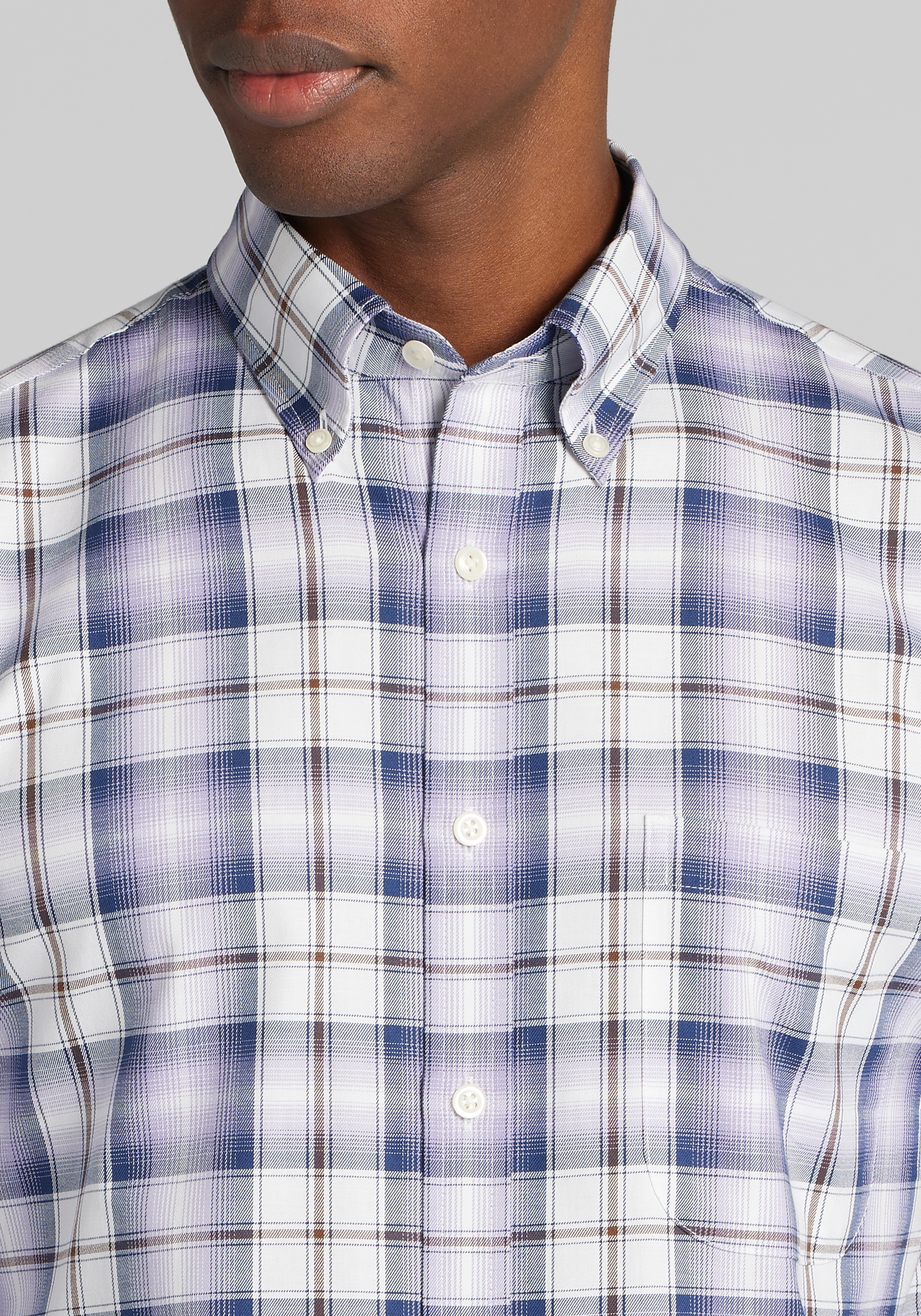 Jos. A. Bank Tailored Fit Ombre Plaid Button Up Shirt