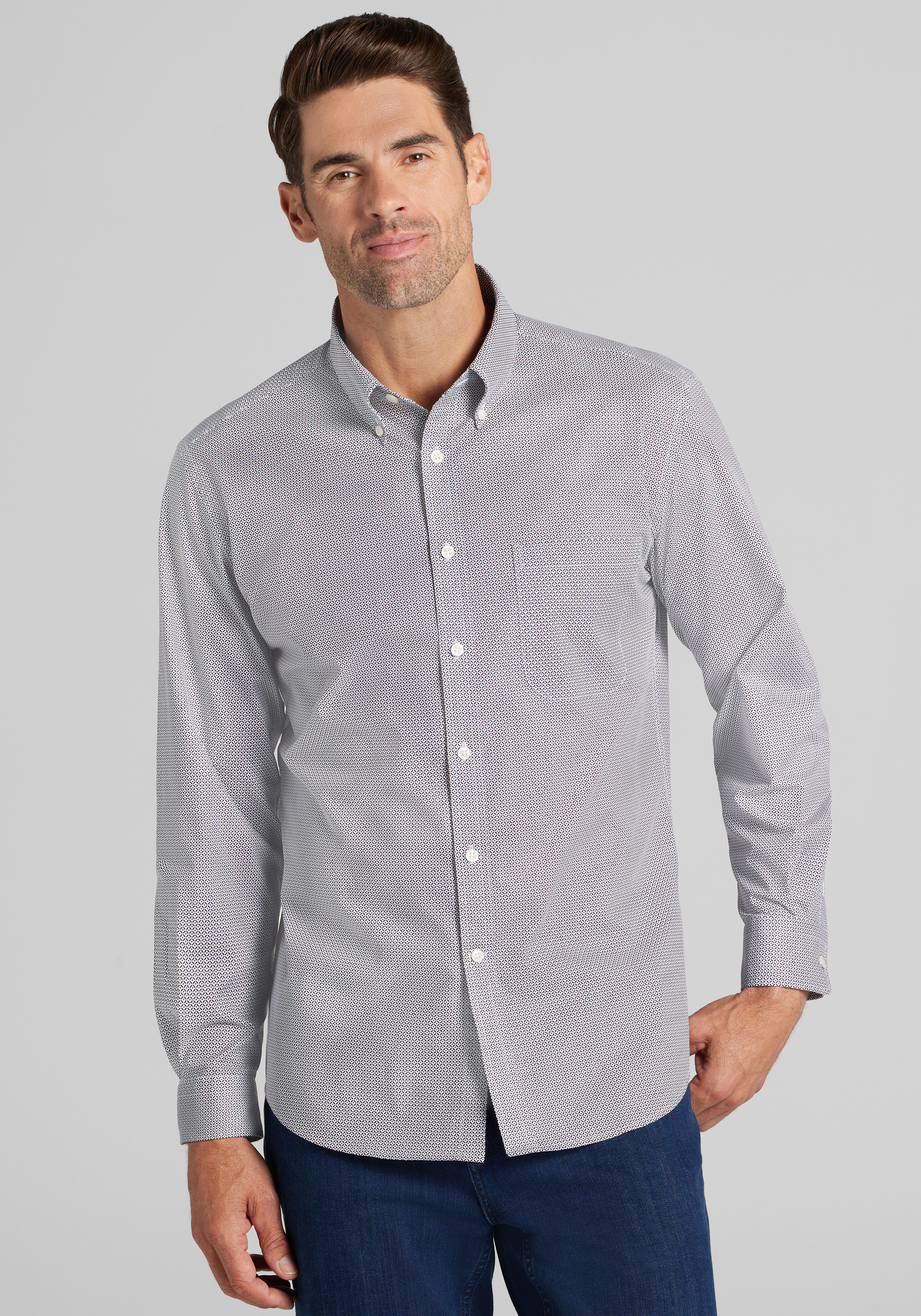 Jos. A. Bank Tailored Fit Geo Lattice Button Up Shirt