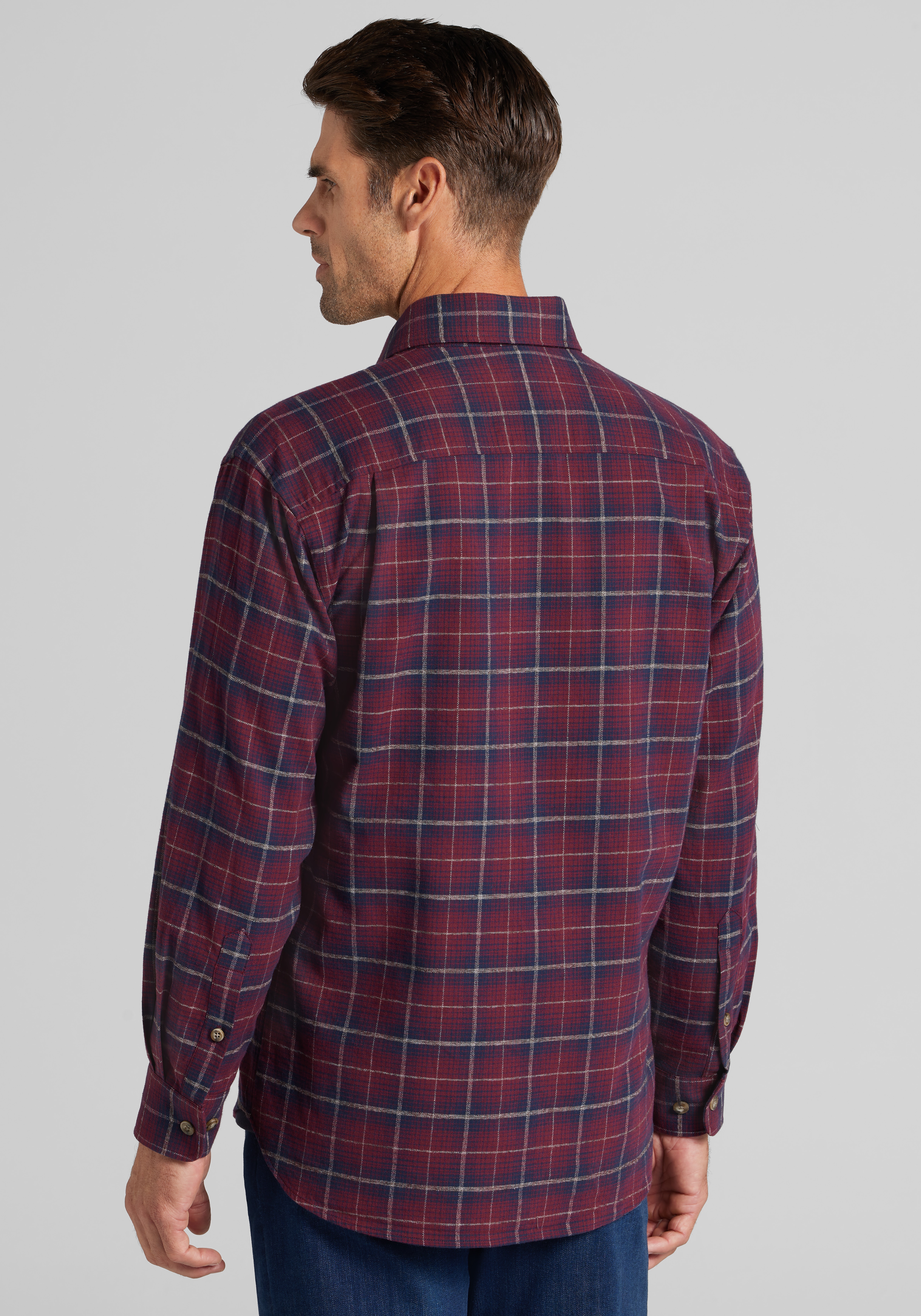 Jos. A. Bank Relaxed Fit Medium Plaid Button Up Shirt