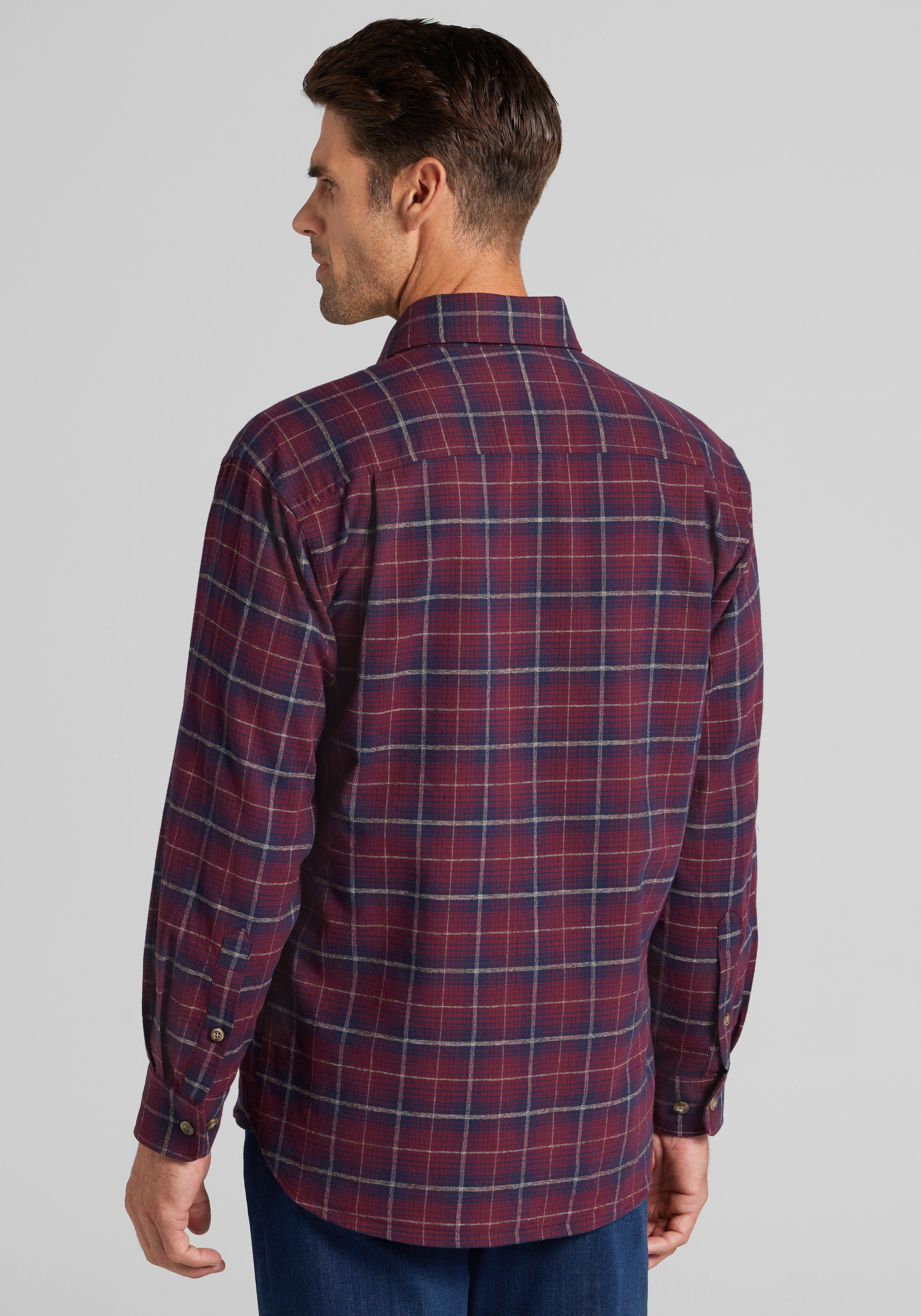 Jos. A. Bank Relaxed Fit Medium Plaid Button Up Shirt