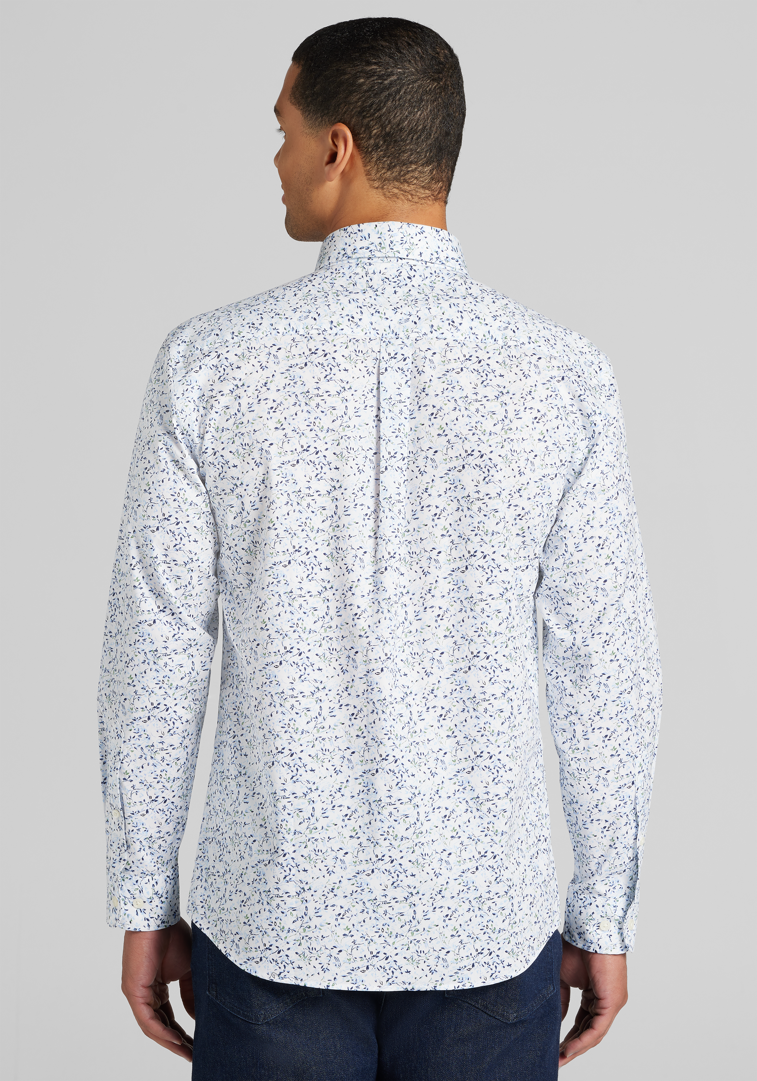 Jos. A. Bank Tailored Fit Swirling Leaves Button Up Shirt