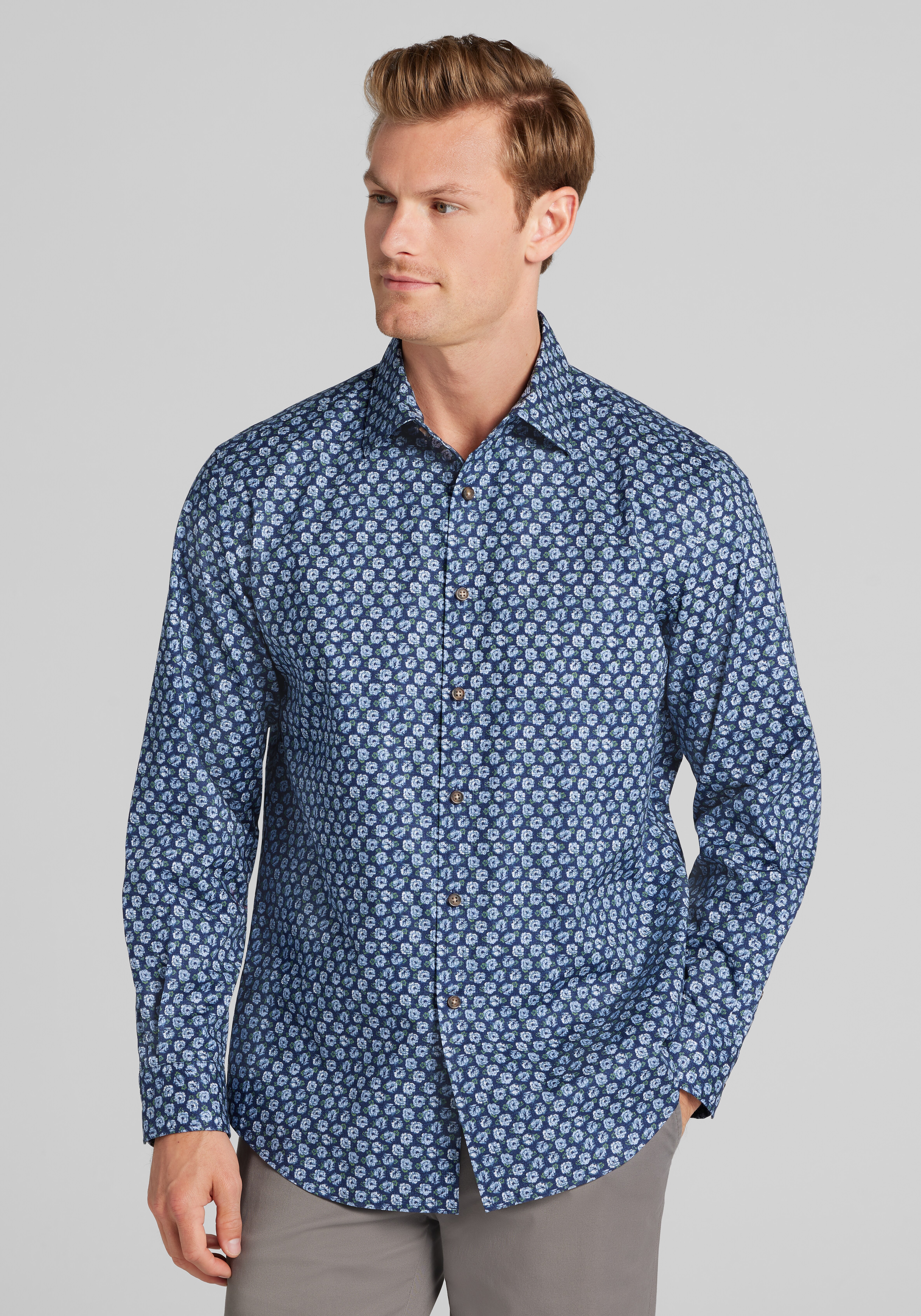 Jos. A. Bank Tailored Fit Roses Button Up Shirt