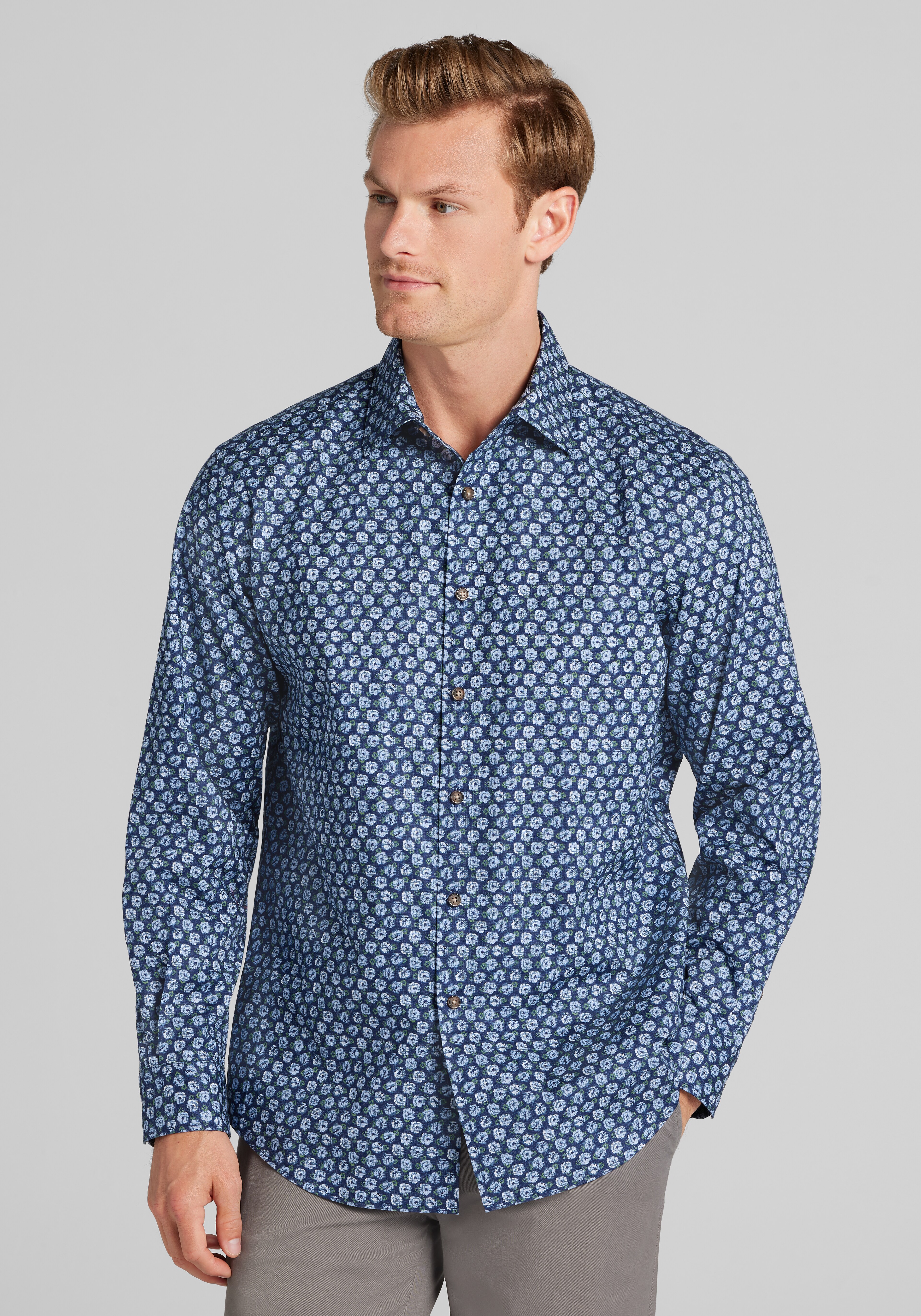 Jos. A. Bank Tailored Fit Roses Button Up Shirt