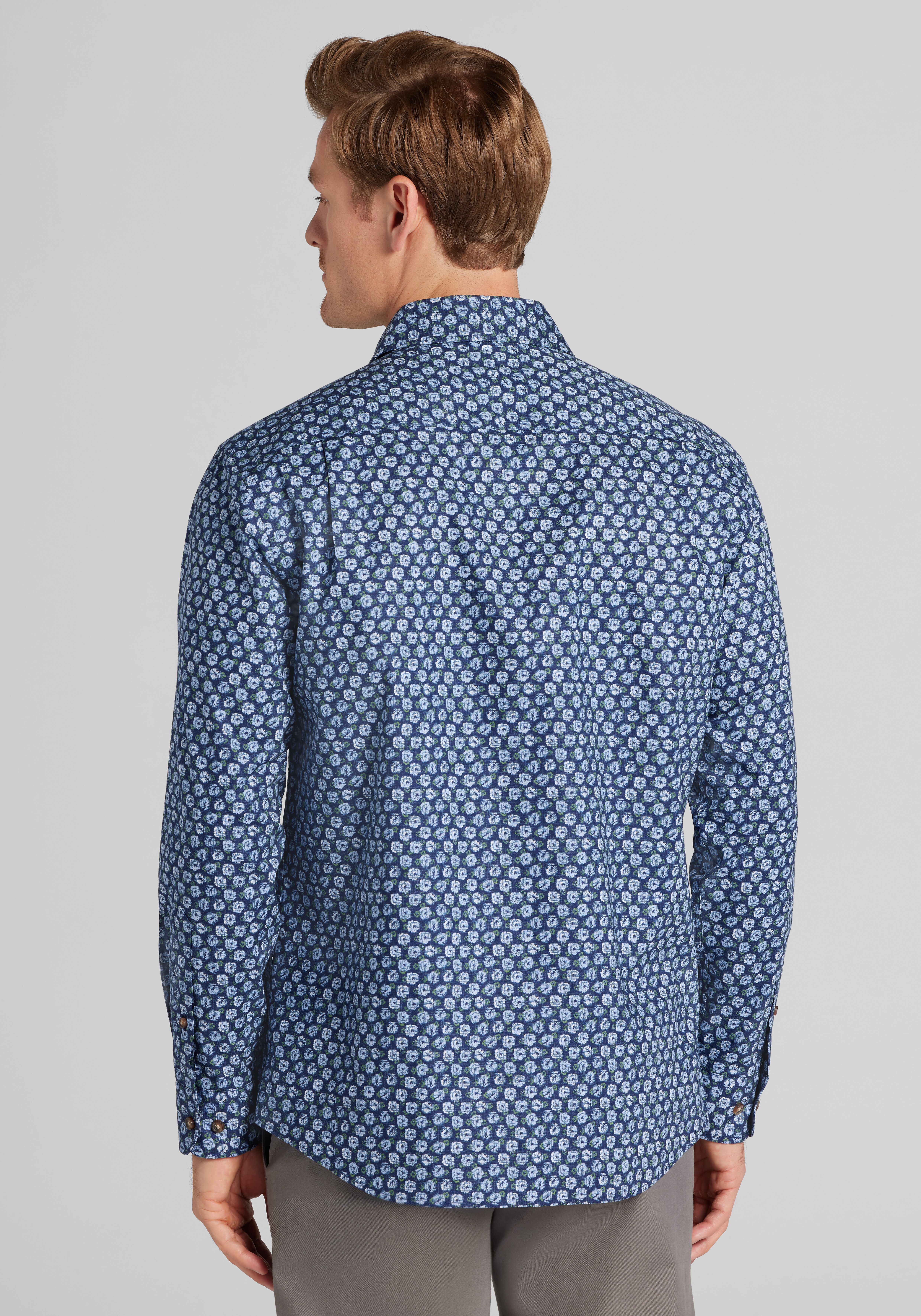 Jos. A. Bank Tailored Fit Roses Button Up Shirt