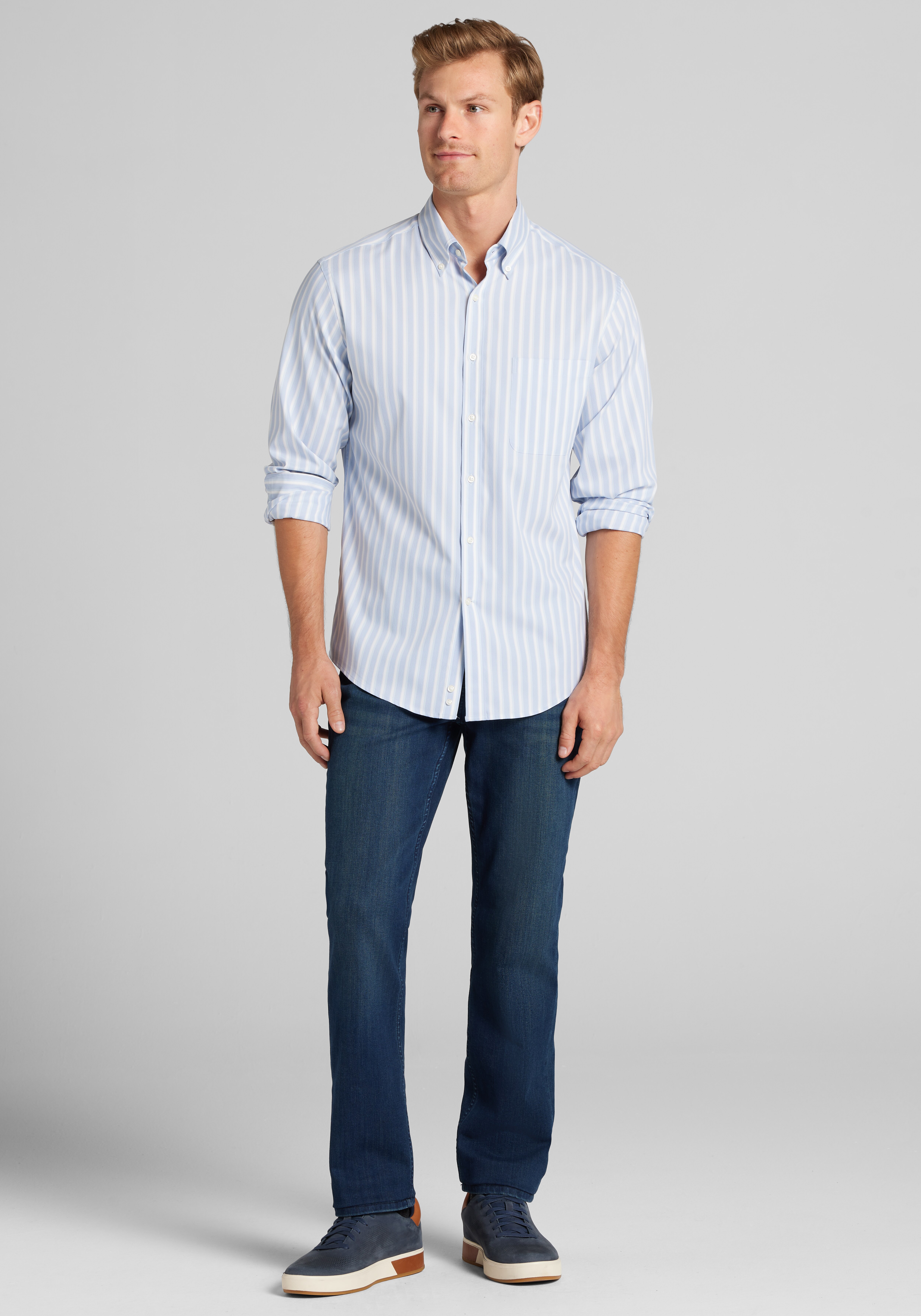 Traveler Collection Tailored Fit Tartan Check Button Up Shirt