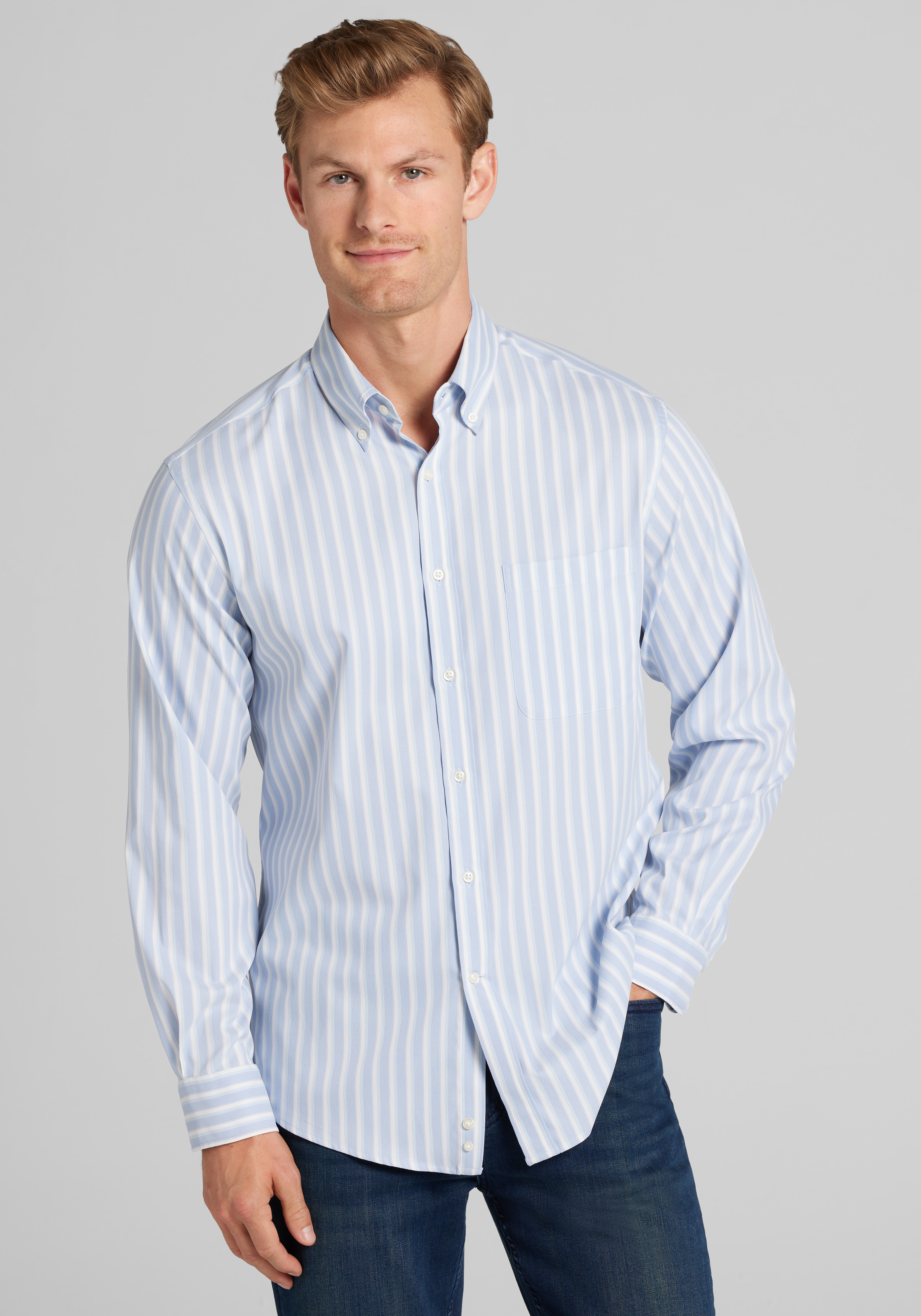 Traveler Collection Tailored Fit Tartan Check Button Up Shirt
