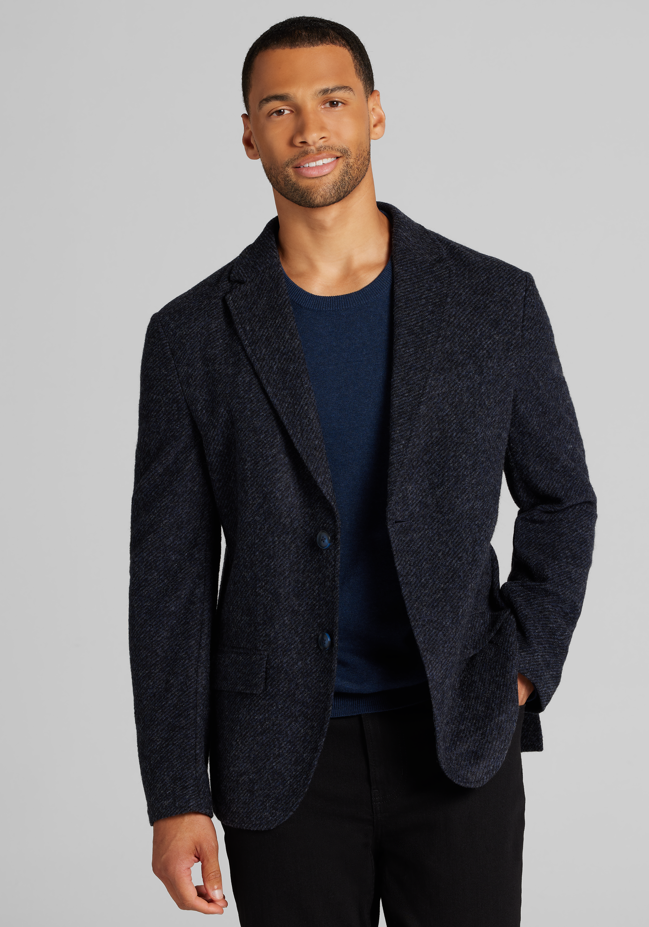 Jos. A. Bank Tailored Fit Knit Heathered Twill Jacket