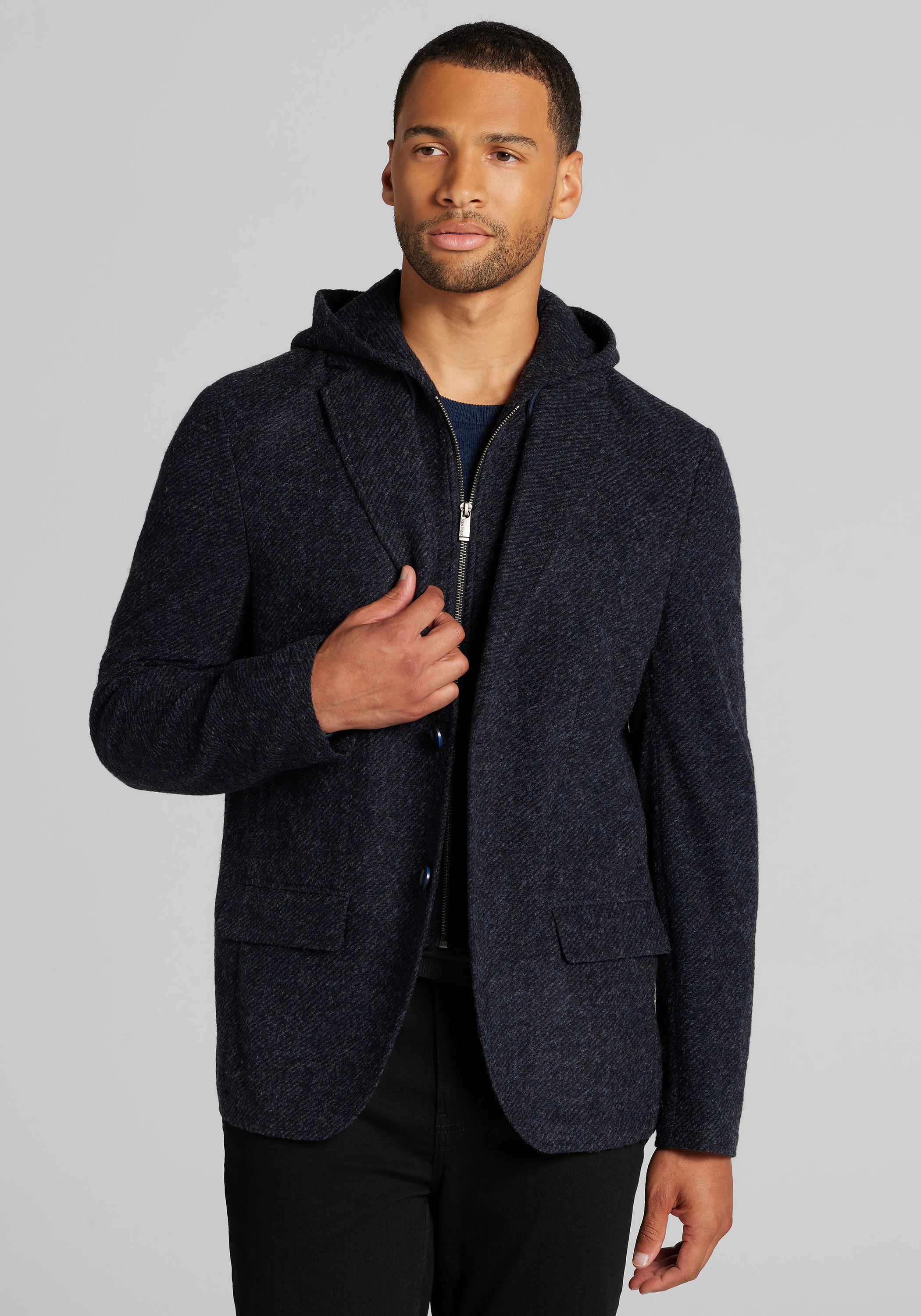 Men's Outerwear, Jos. A. Bank Tailored Fit Knit Heathered Twill Jacket - Jos A Bank