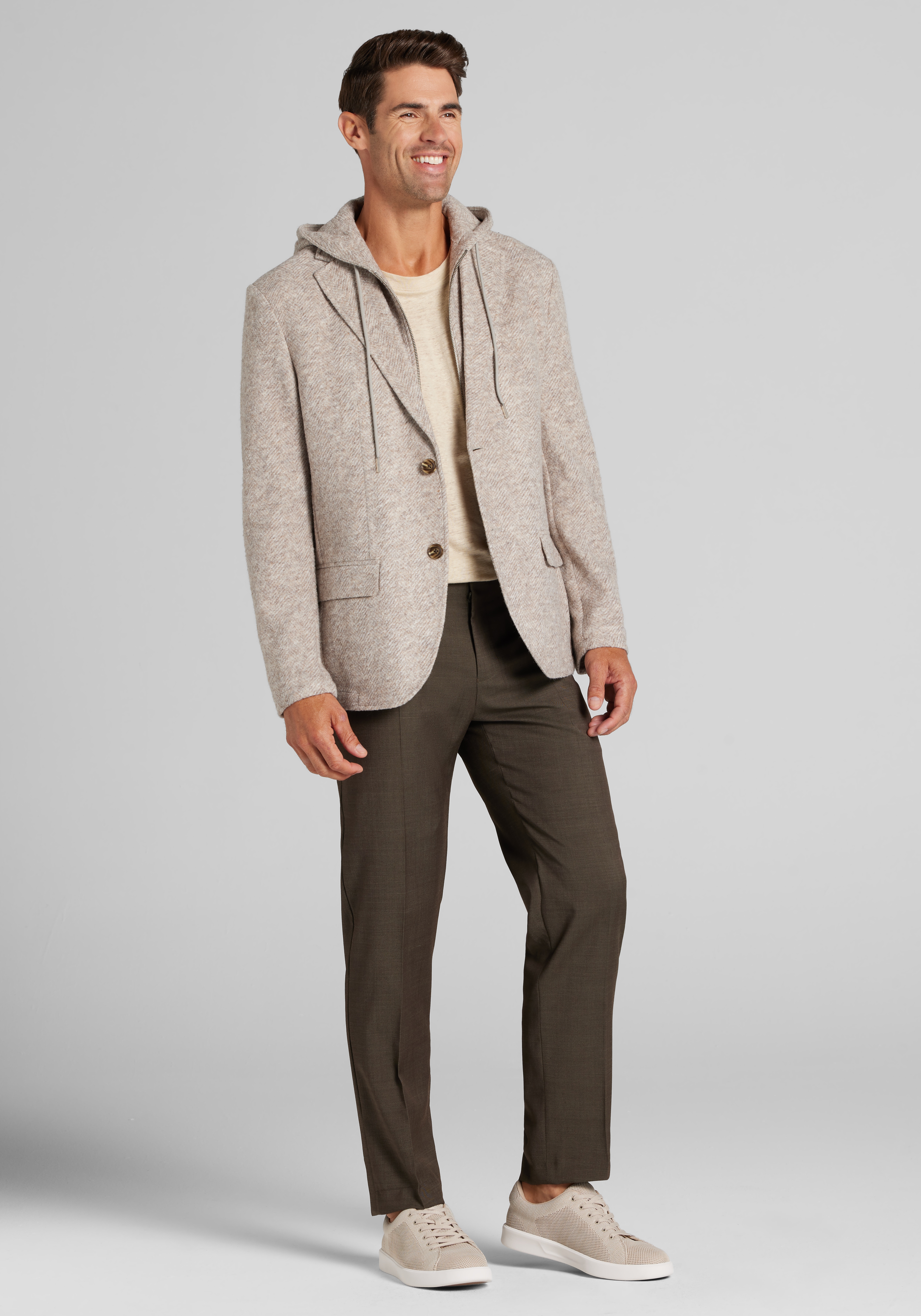Jos. A. Bank Tailored Fit Heathered Knit Twill Soft Jacket