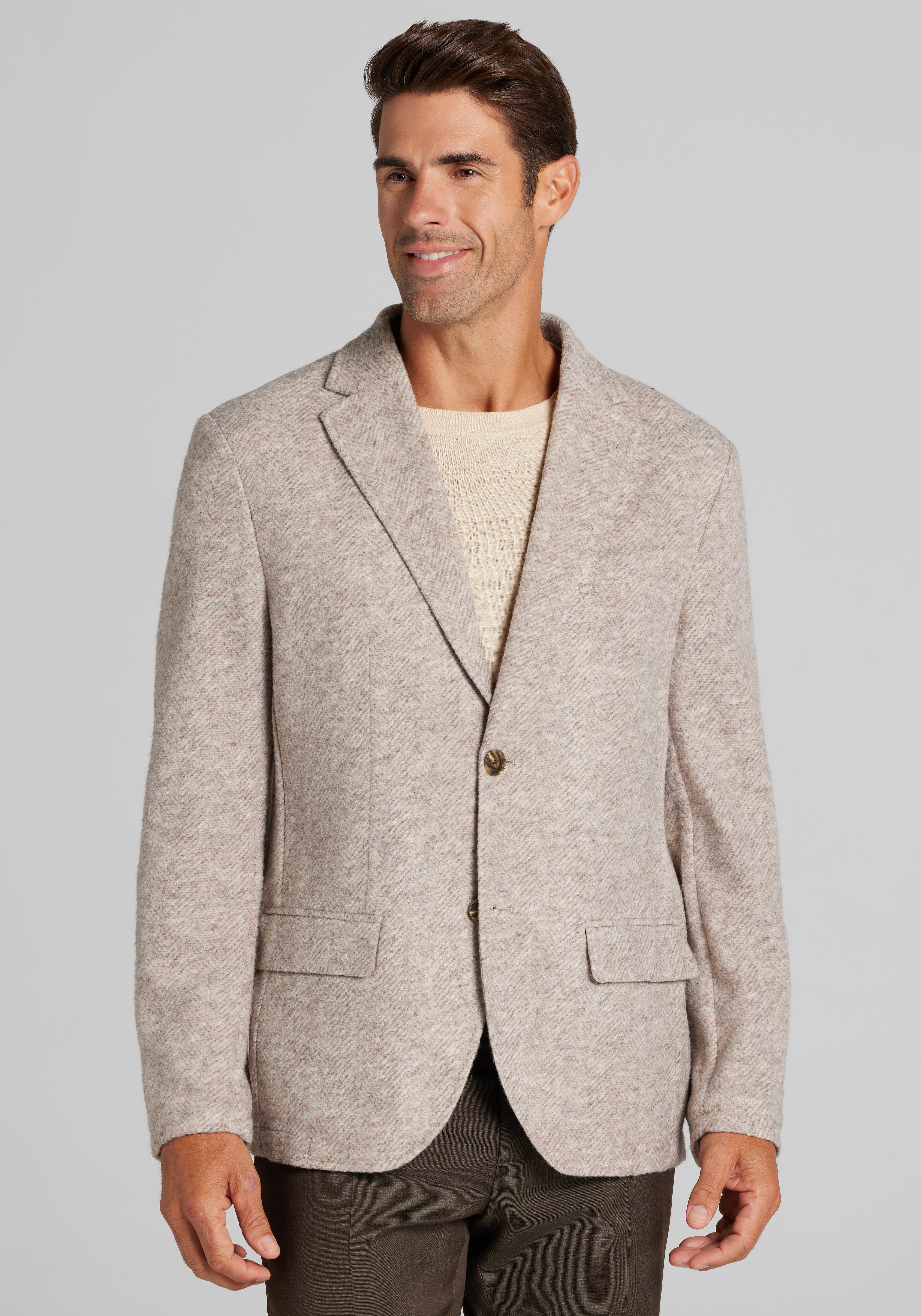 Jos. A. Bank Tailored Fit Heathered Knit Twill Soft Jacket