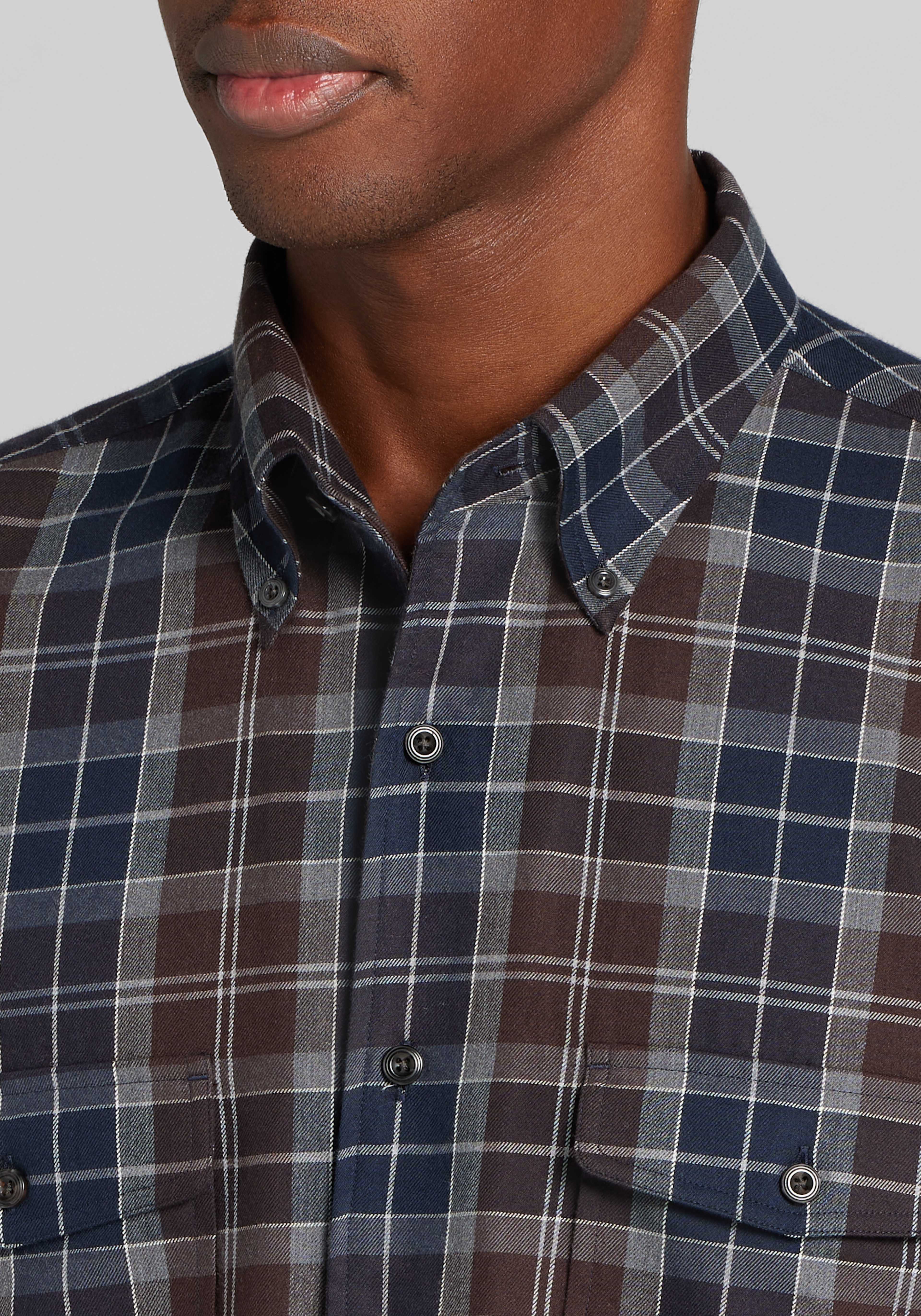 Reserve Tailored Fit Cashmere Blend Plaid Button Up Shirt