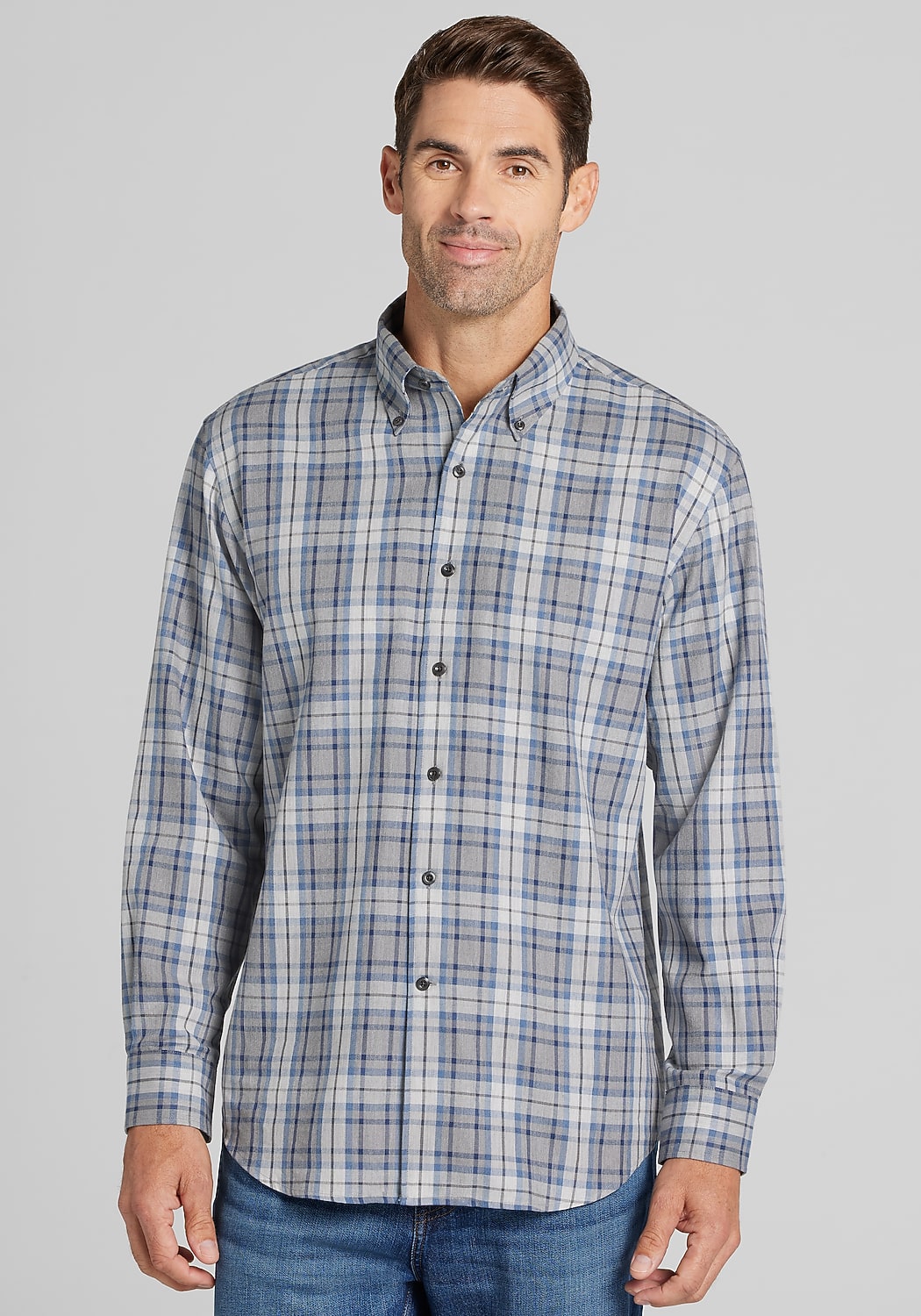 Reserve Collection Tailored Fit Plaid Button Up Shirt - Big & Tall