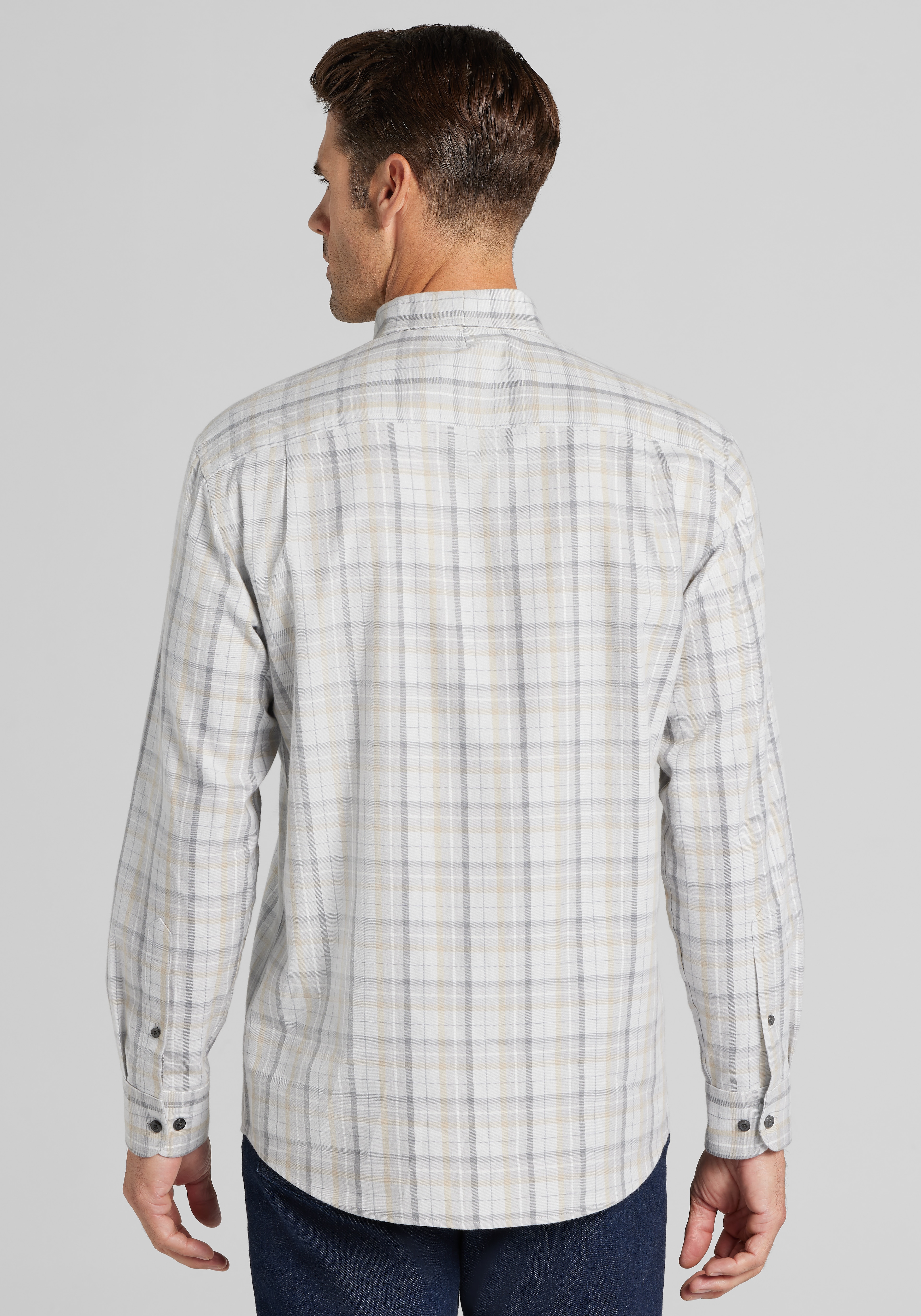 Reserve Tailored Fit Plaid Cashmere Blend Button Up Shirt