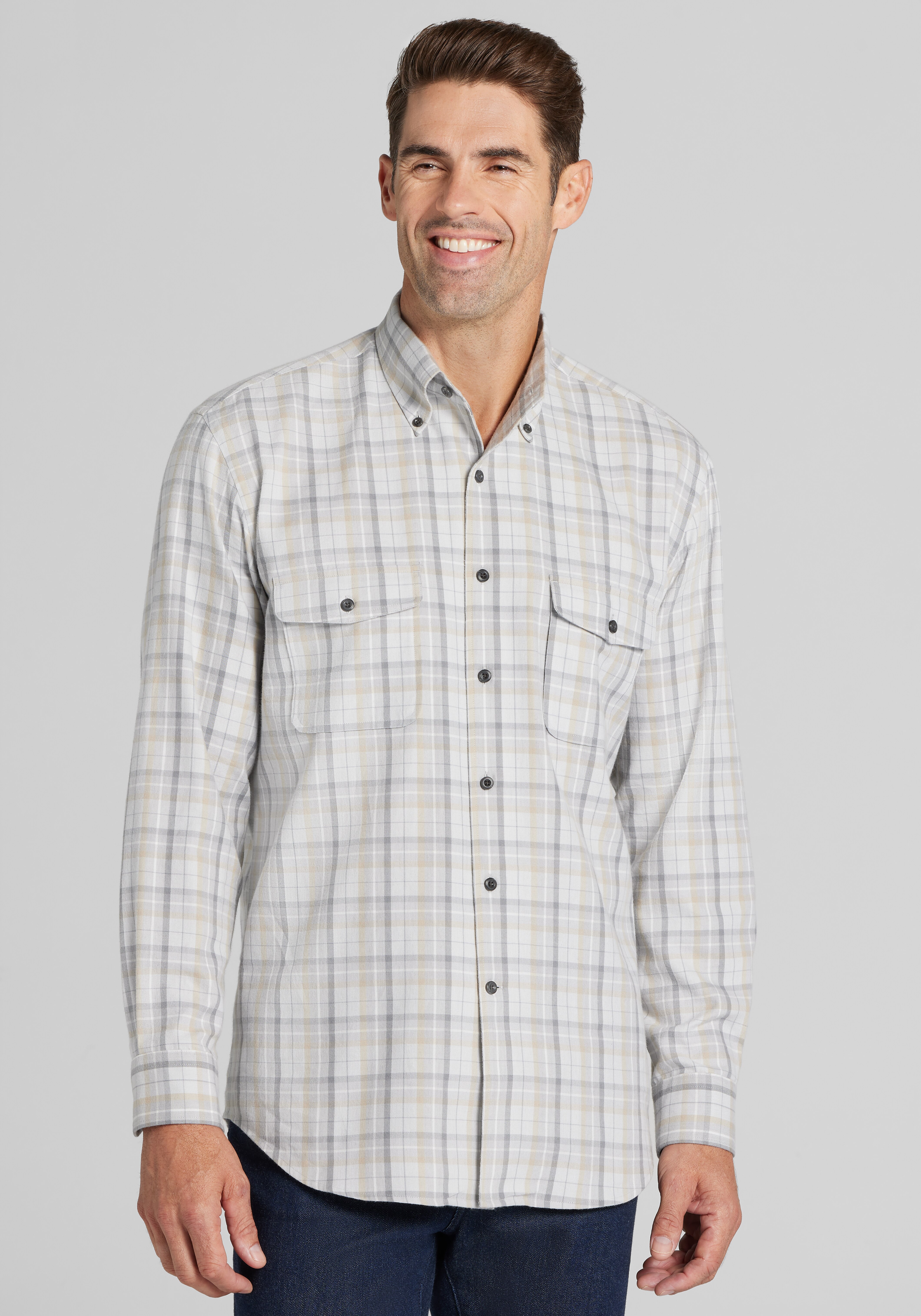 Men's Special Categories, Reserve Collection Tailored Fit Plaid Button Up Shirt - Jos A Bank