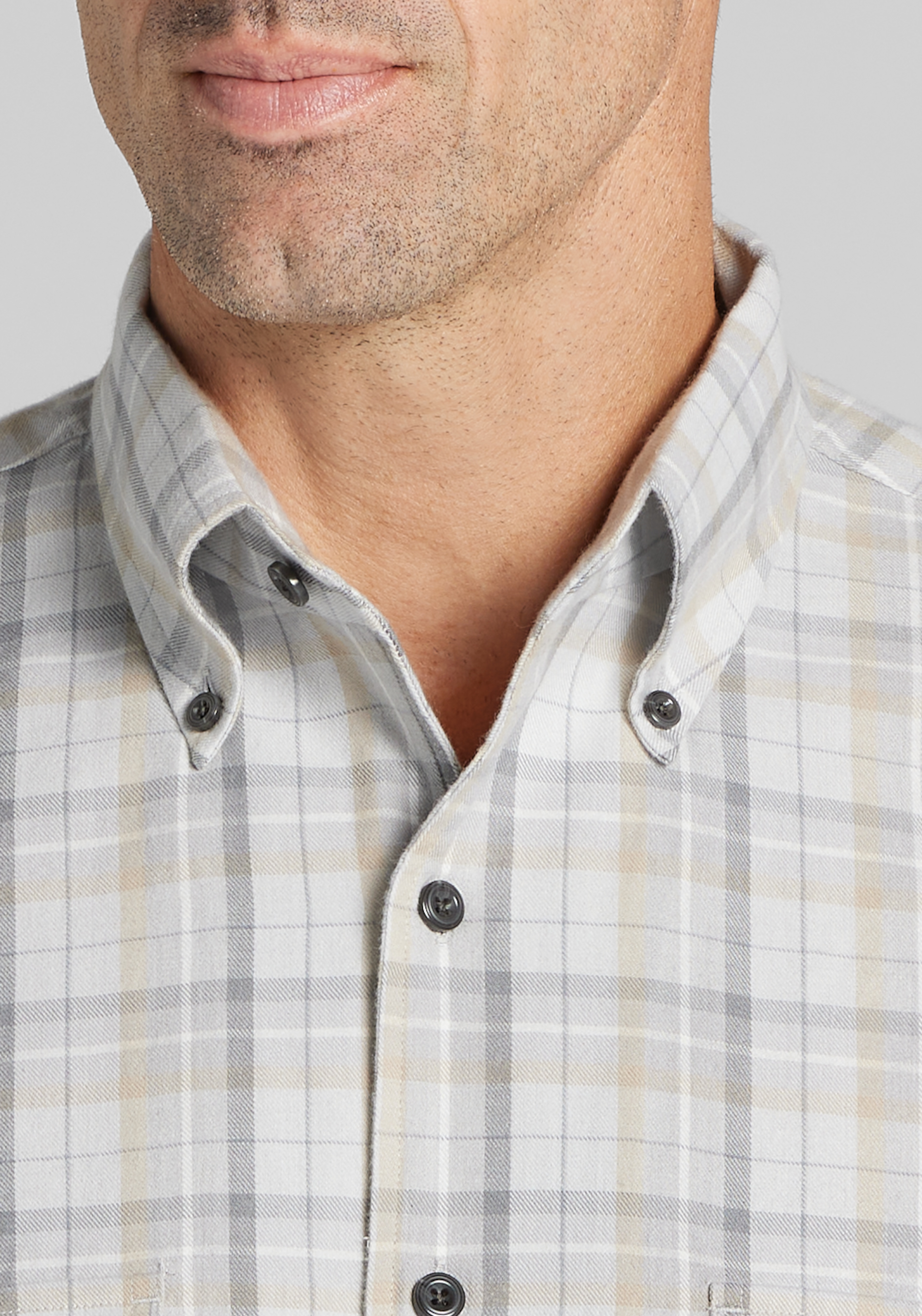 Reserve Tailored Fit Plaid Cashmere Blend Button Up Shirt