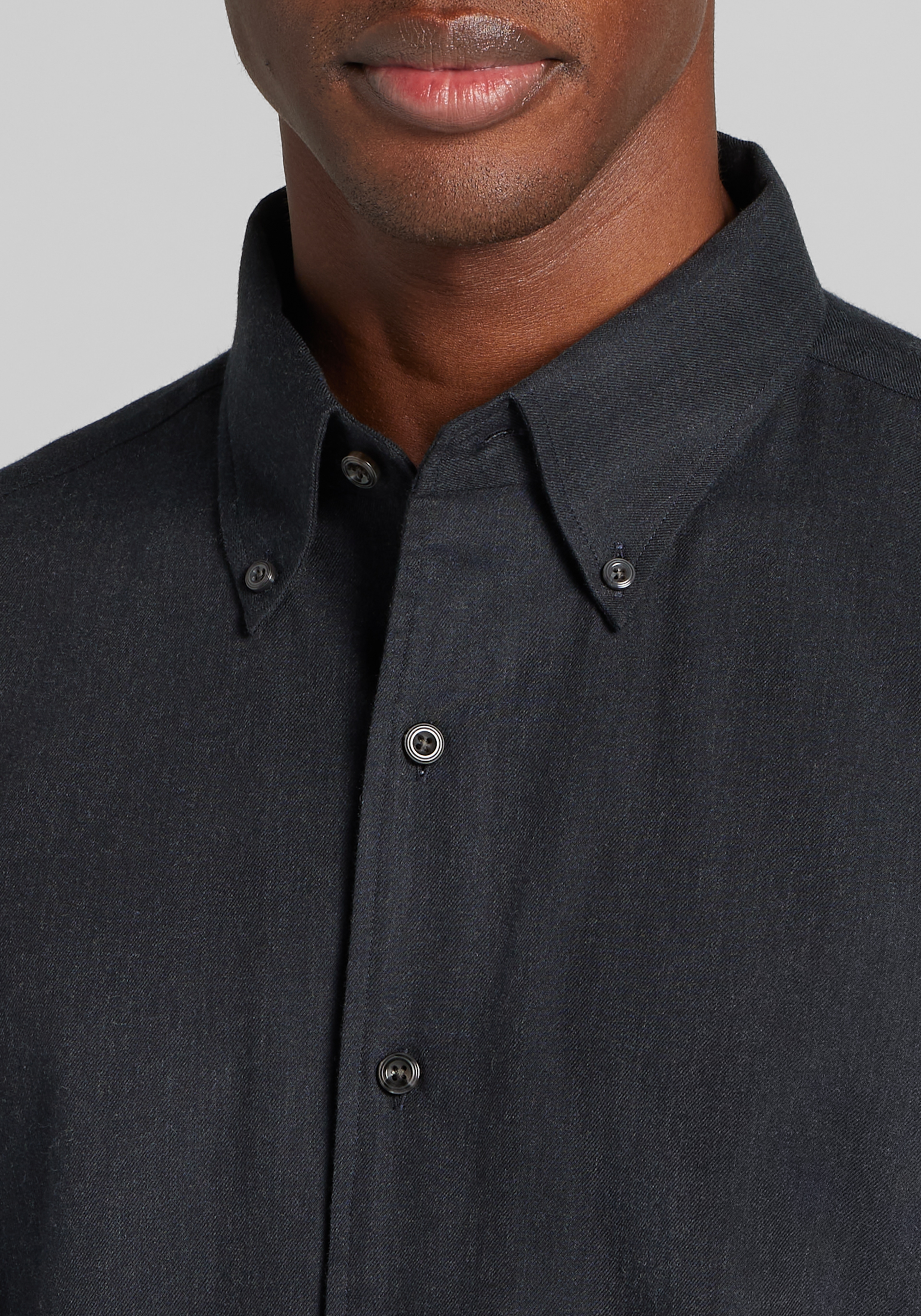 Reserve Tailored Fit Cashmere Blend Solid Flannel Button Up Shirt
