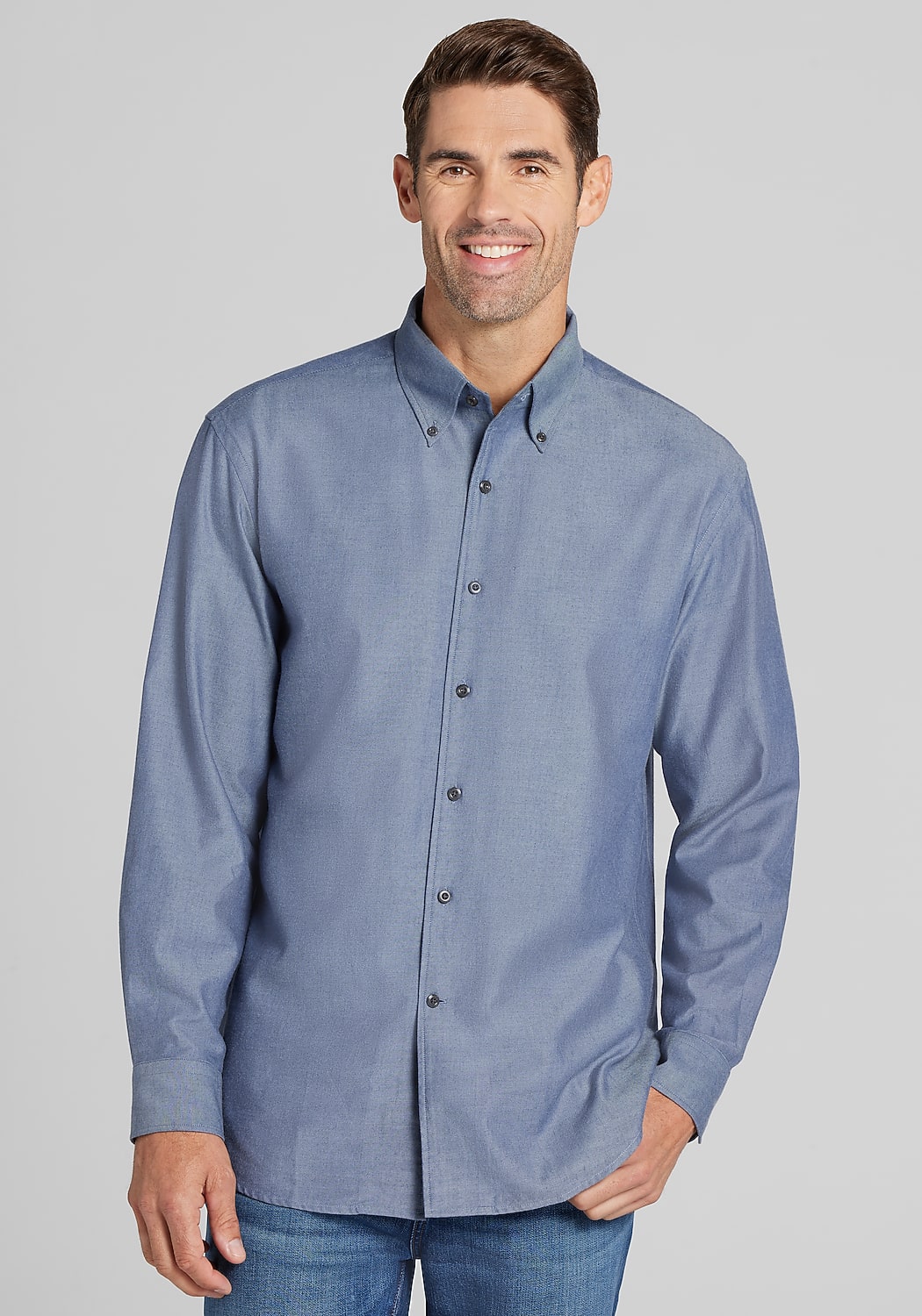 Reserve Tailored Fit Cashmere Blend Solid Flannel Button Up Shirt