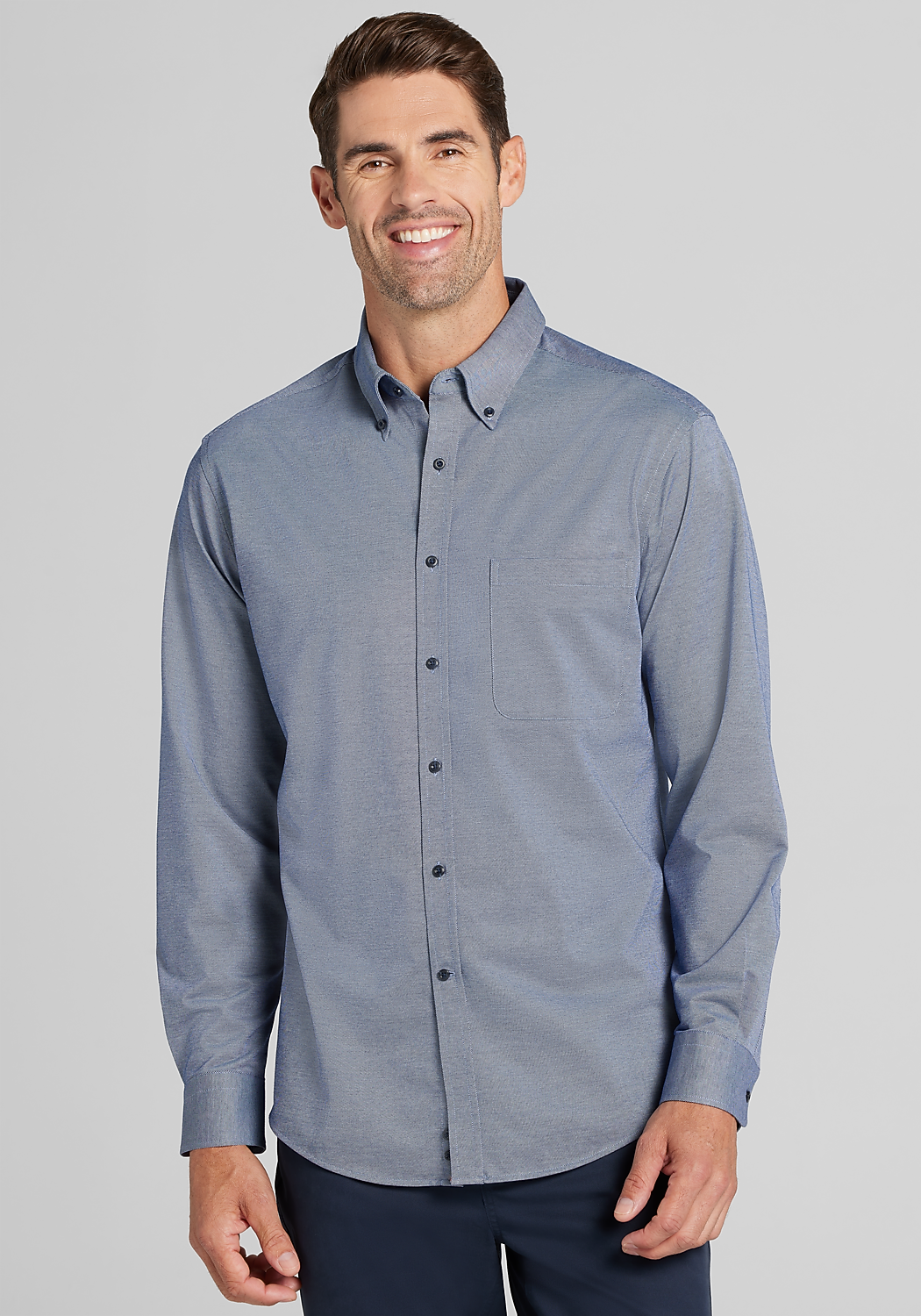Traveler&reg; COOL<i>MOTION</i> Tailored fit Pique Knit Button Up Shirt