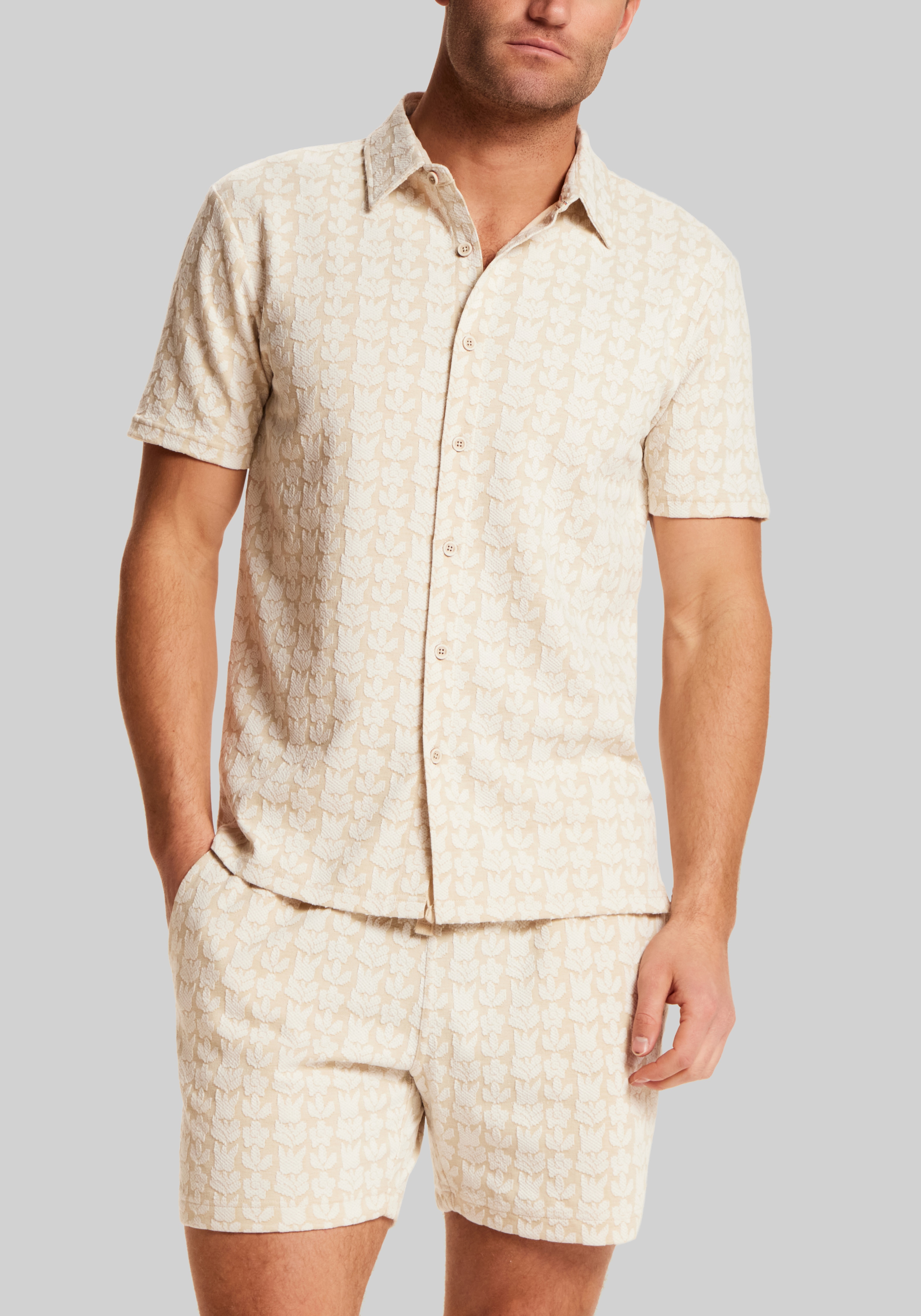 Men's Casual Tops, Weatherproof Vintage Traditional Fit Floral Jacquard Coatfront Shirt - Jos A Bank