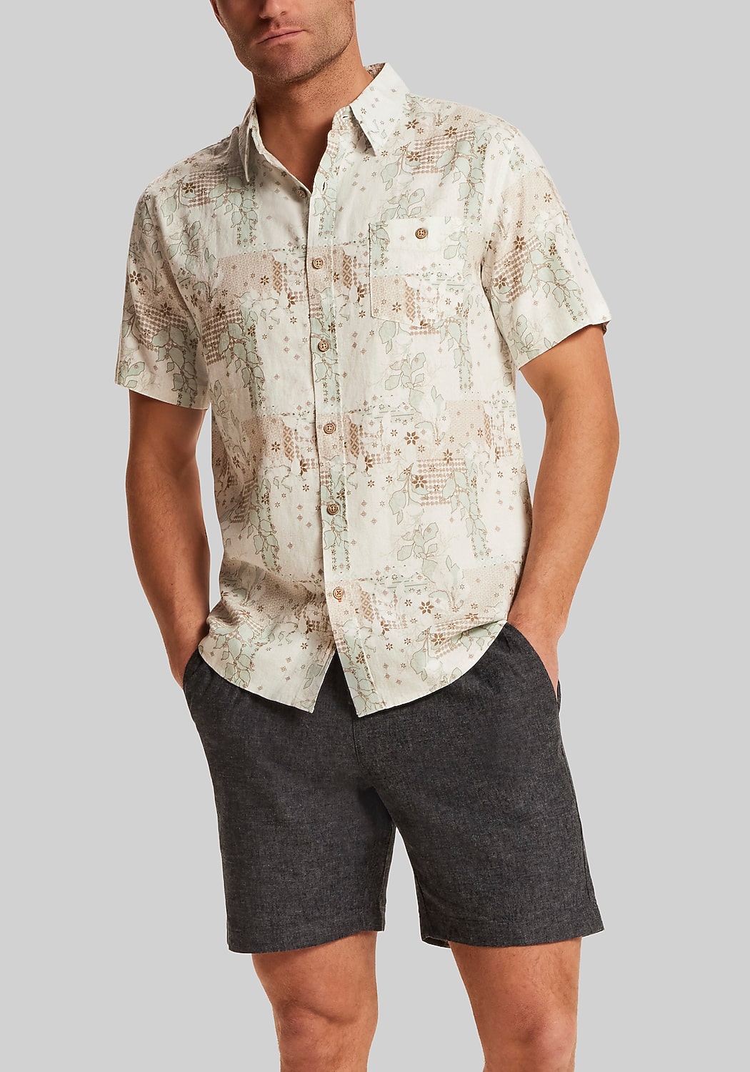 Weatherproof Vintage Traditional Fit Linen-Blend Camp Shirt