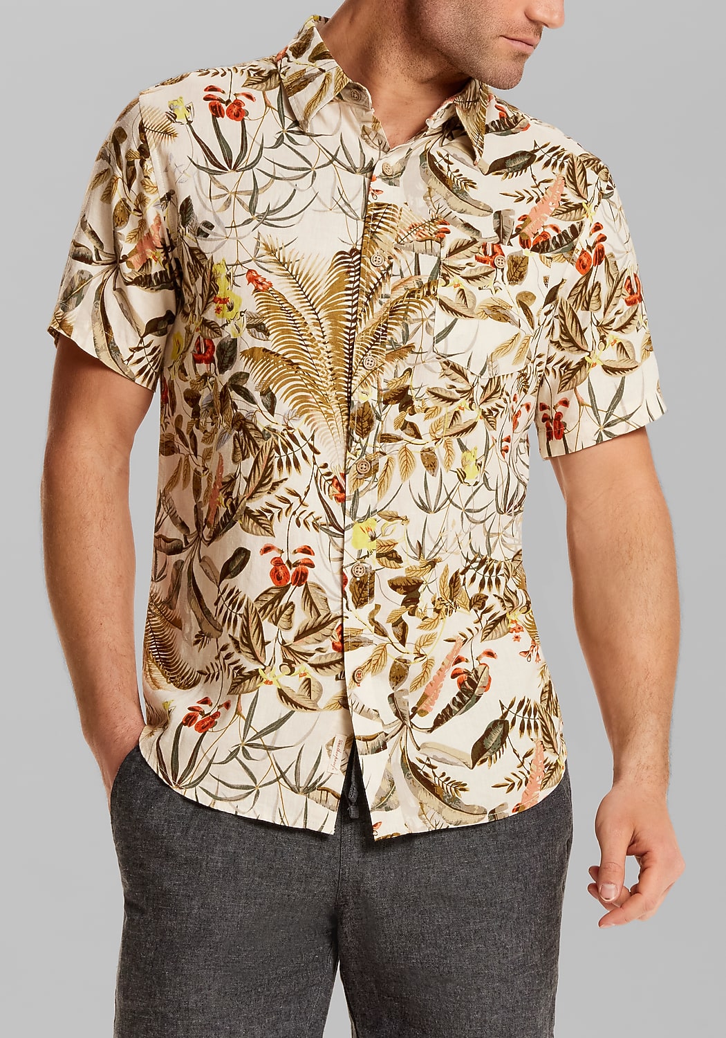 Weatherproof Vintage Traditional Fit Linen-Blend Camp Shirt