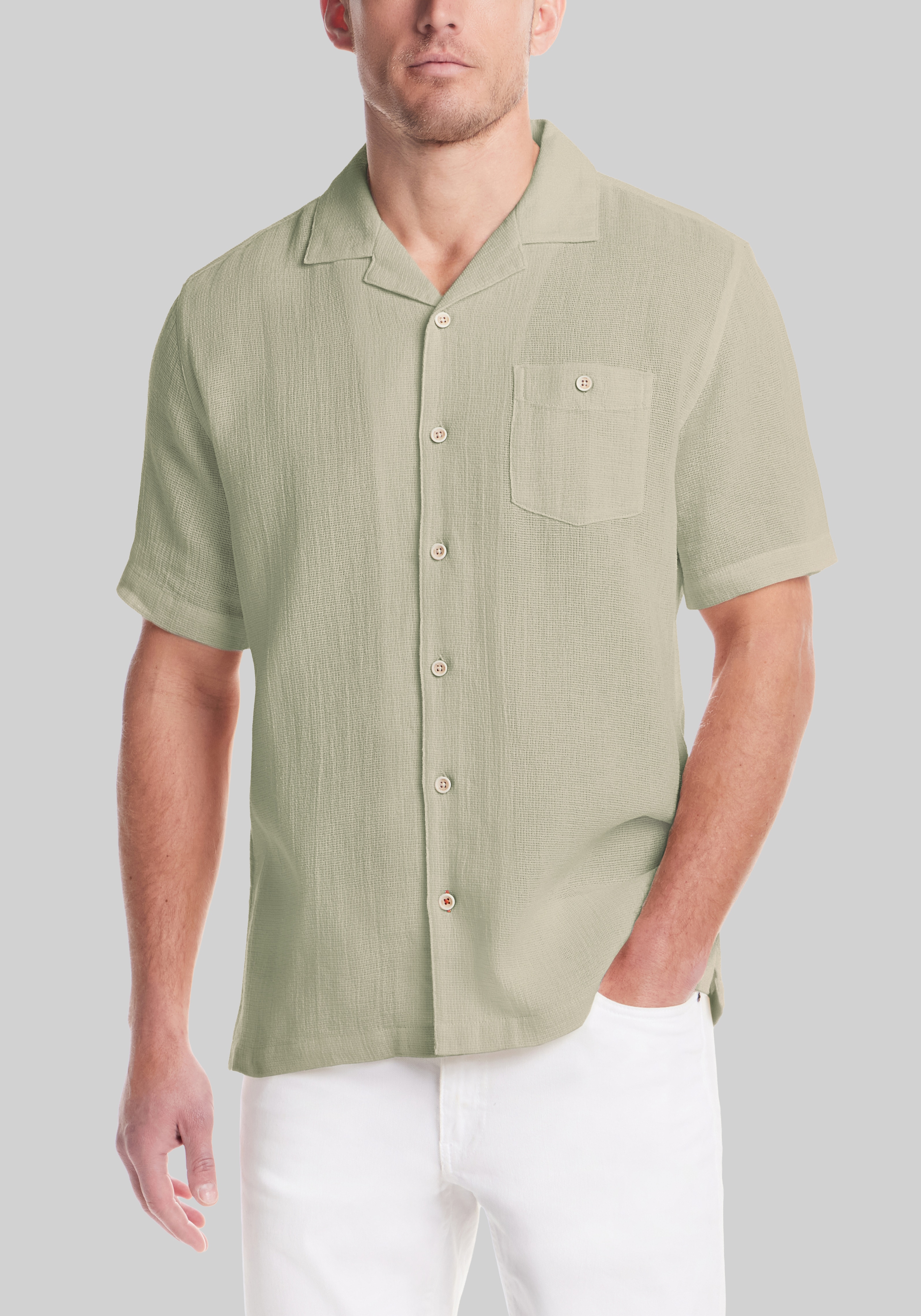 Men's Special Categories, Weatherproof Vintage Traditional Fit Airtex Camp Shirt - Jos A Bank