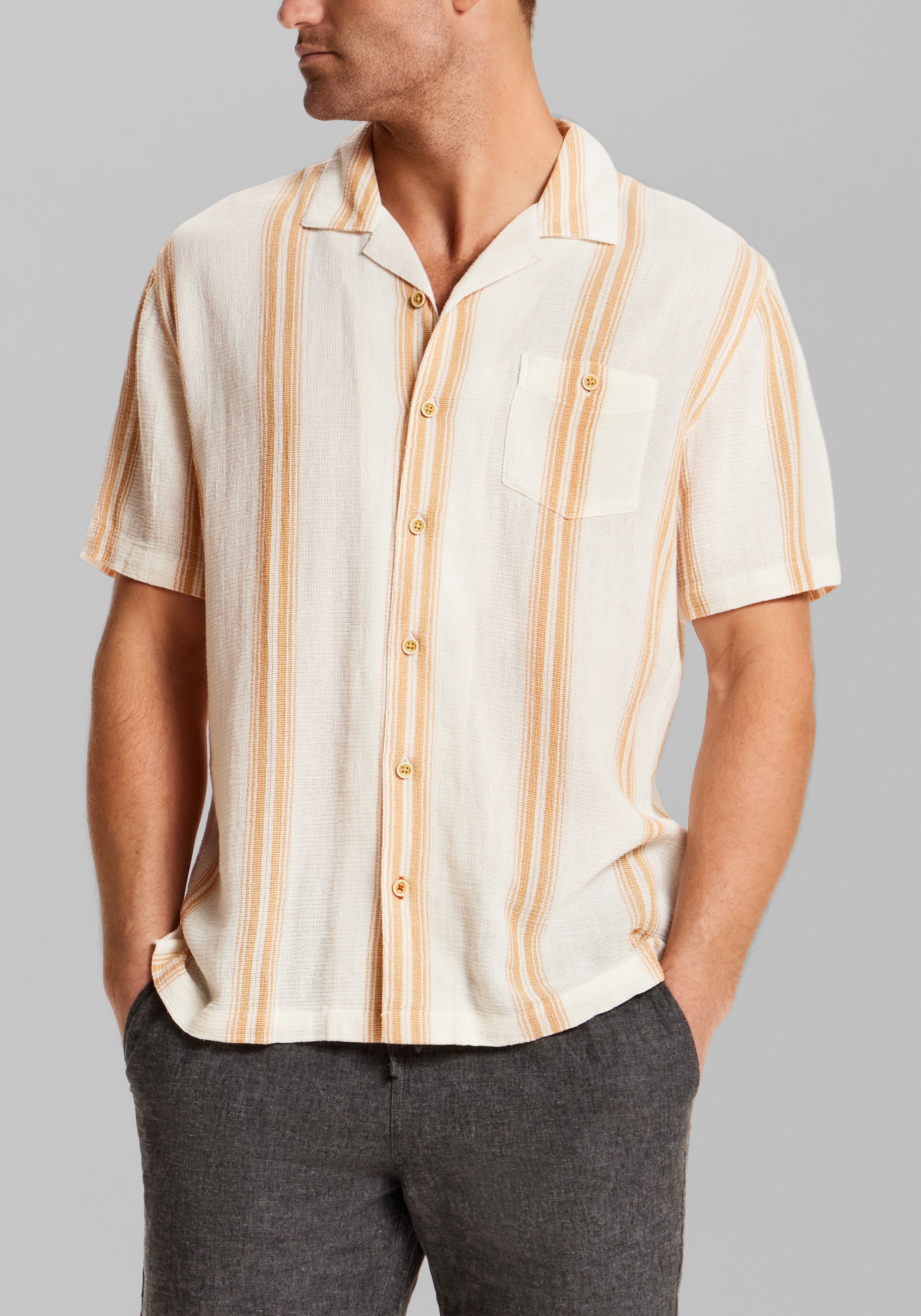 Men's New!, Weatherproof Vintage Traditional Fit Vertical Stripe Airtex Sportshirt - Jos A Bank