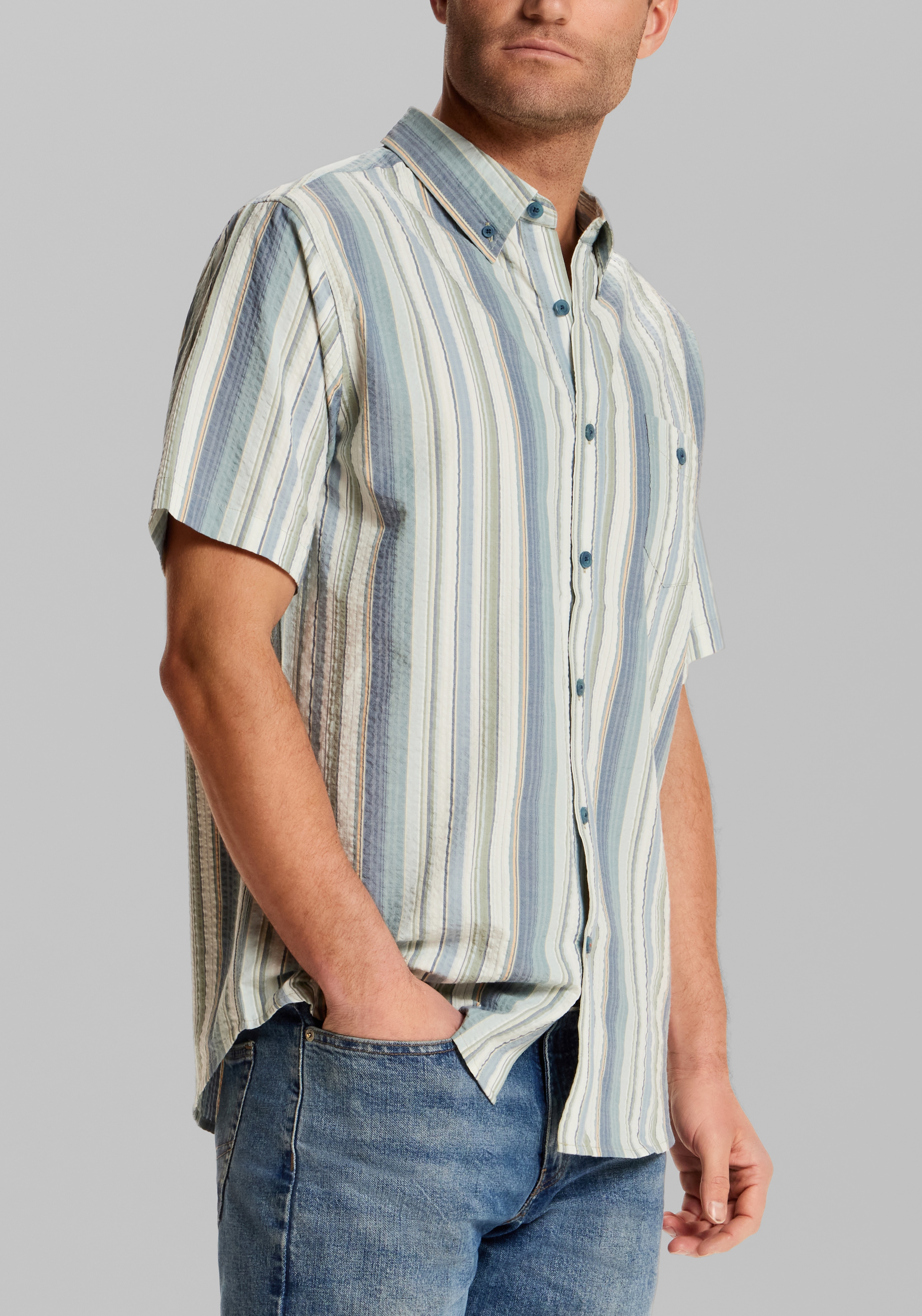 Weatherproof Vintage Traditional Fit Seersucker Stripe Shirt