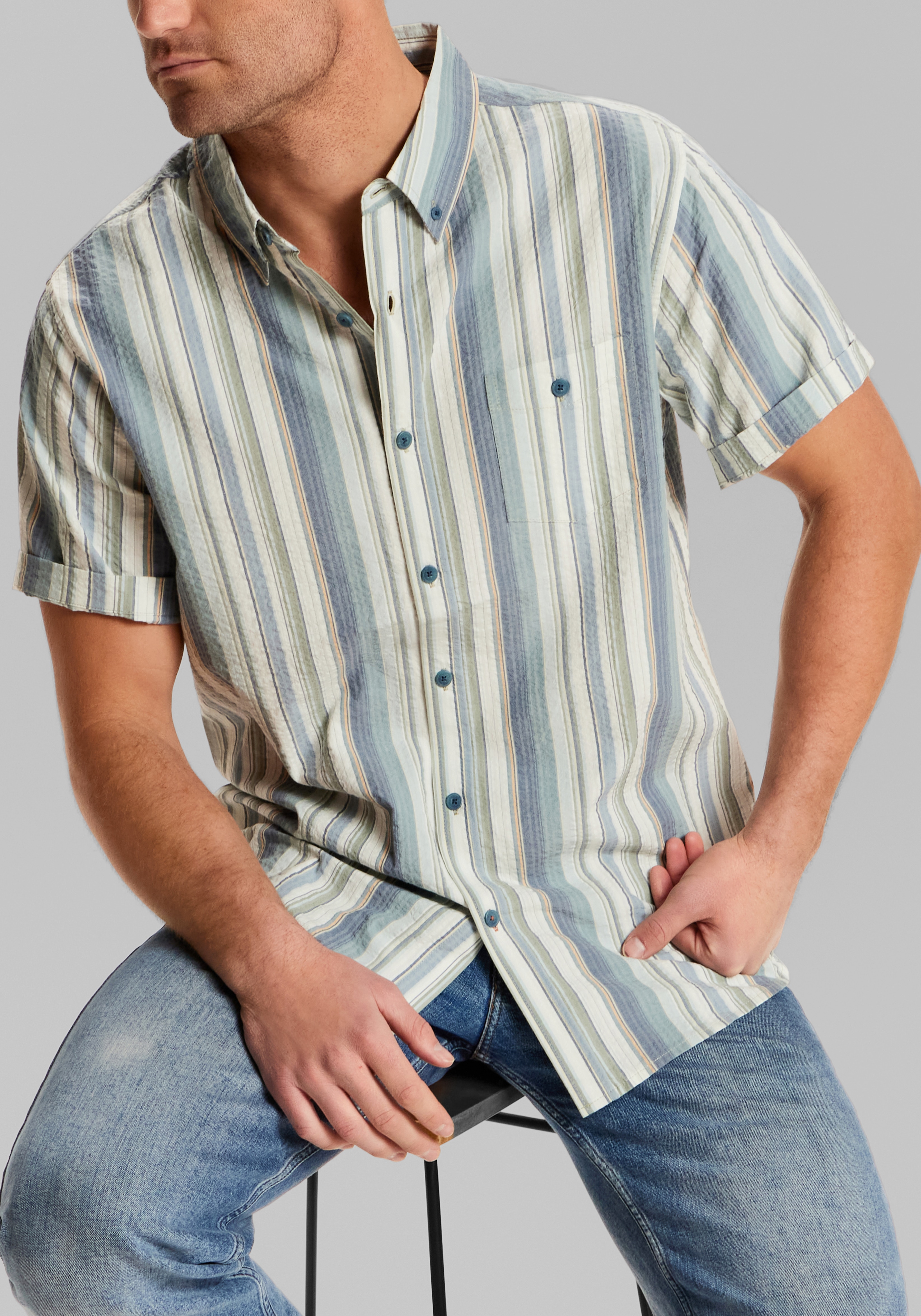 Weatherproof Vintage Traditional Fit Seersucker Stripe Shirt