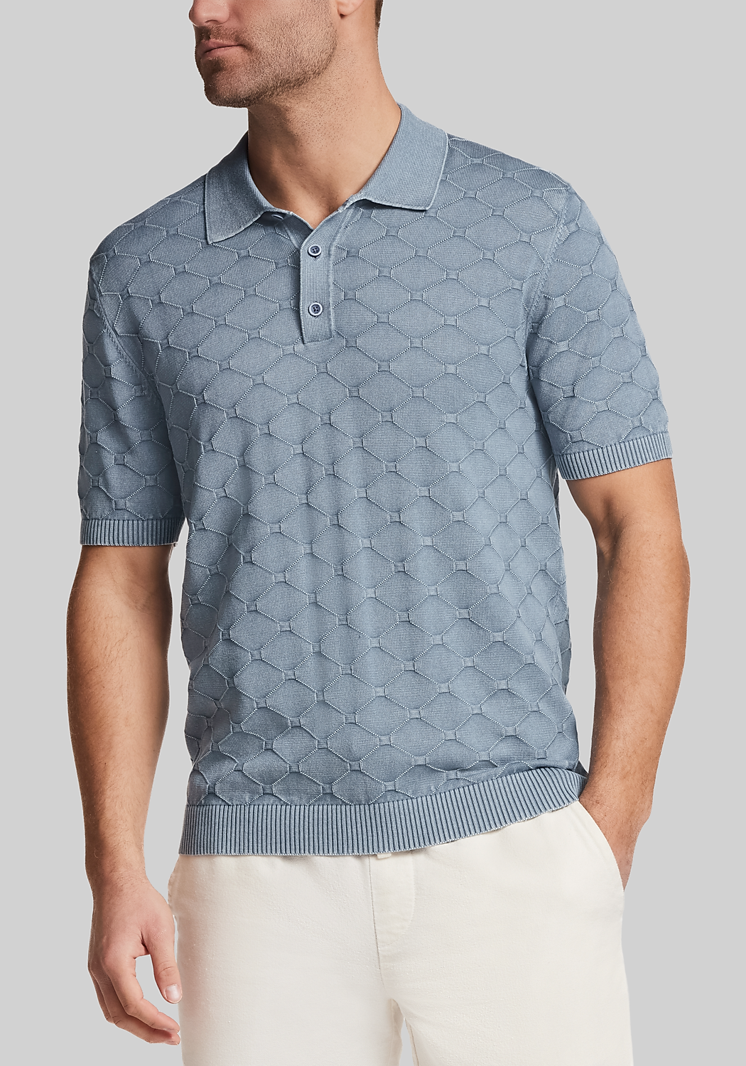 Weatherproof Vintage Traditional Fit Stonewash Diamond Polo Sweater