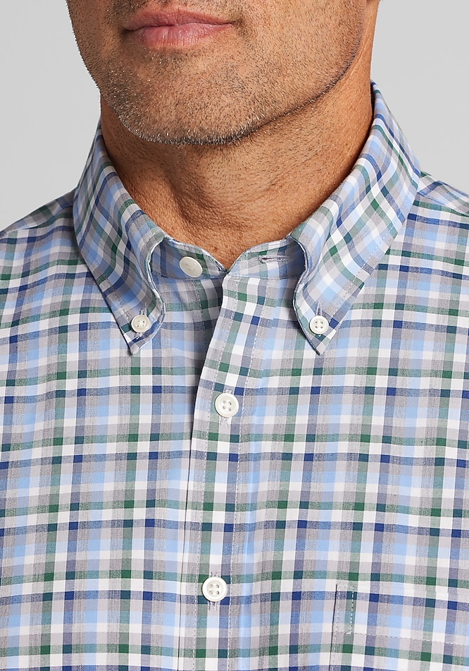 Jos. A. Bank Traditional Fit Multi-Check Button Up Shirt - Big