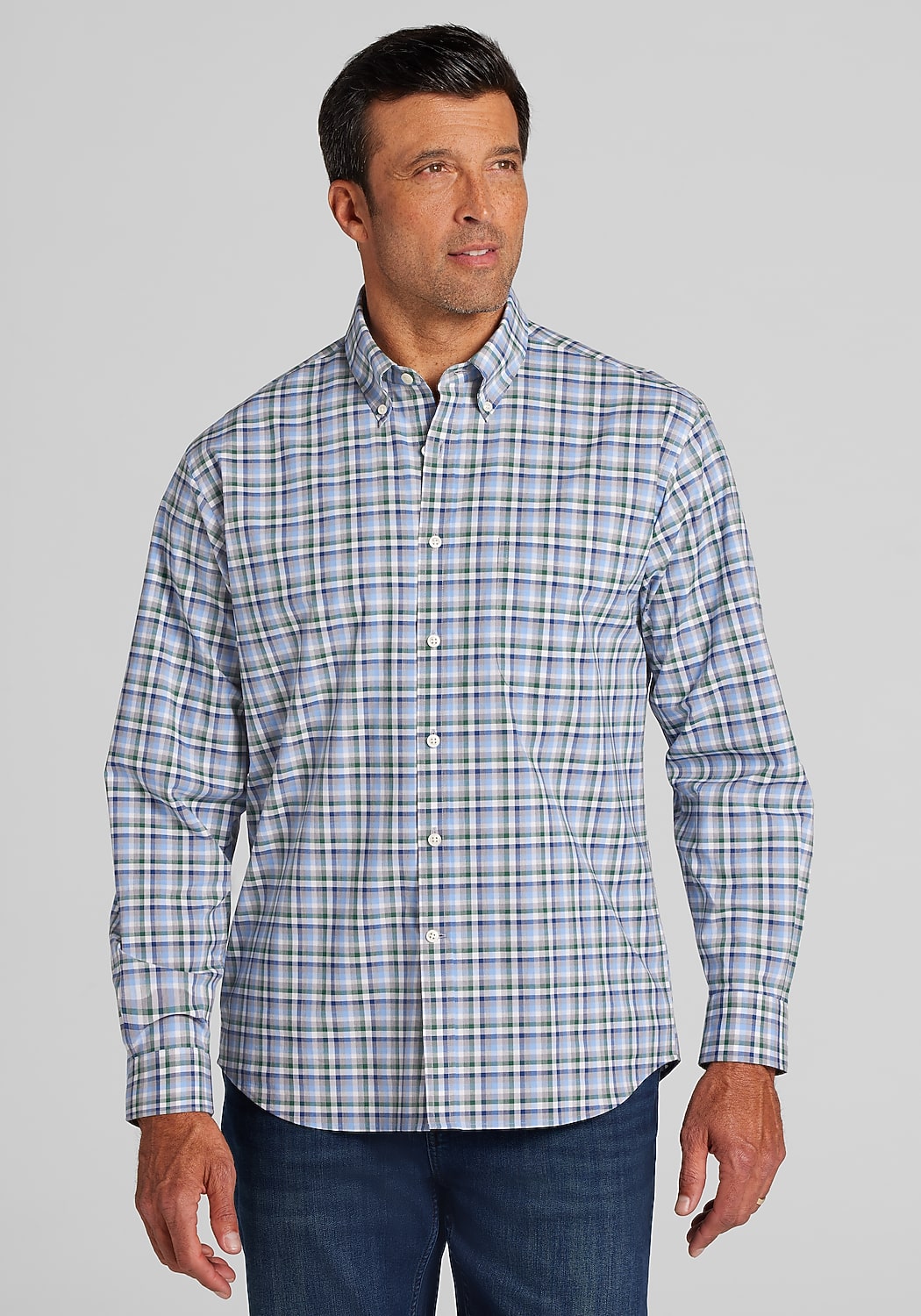 Jos. A. Bank Traditional Fit Multi-Check Button Up Shirt - Big & Tall