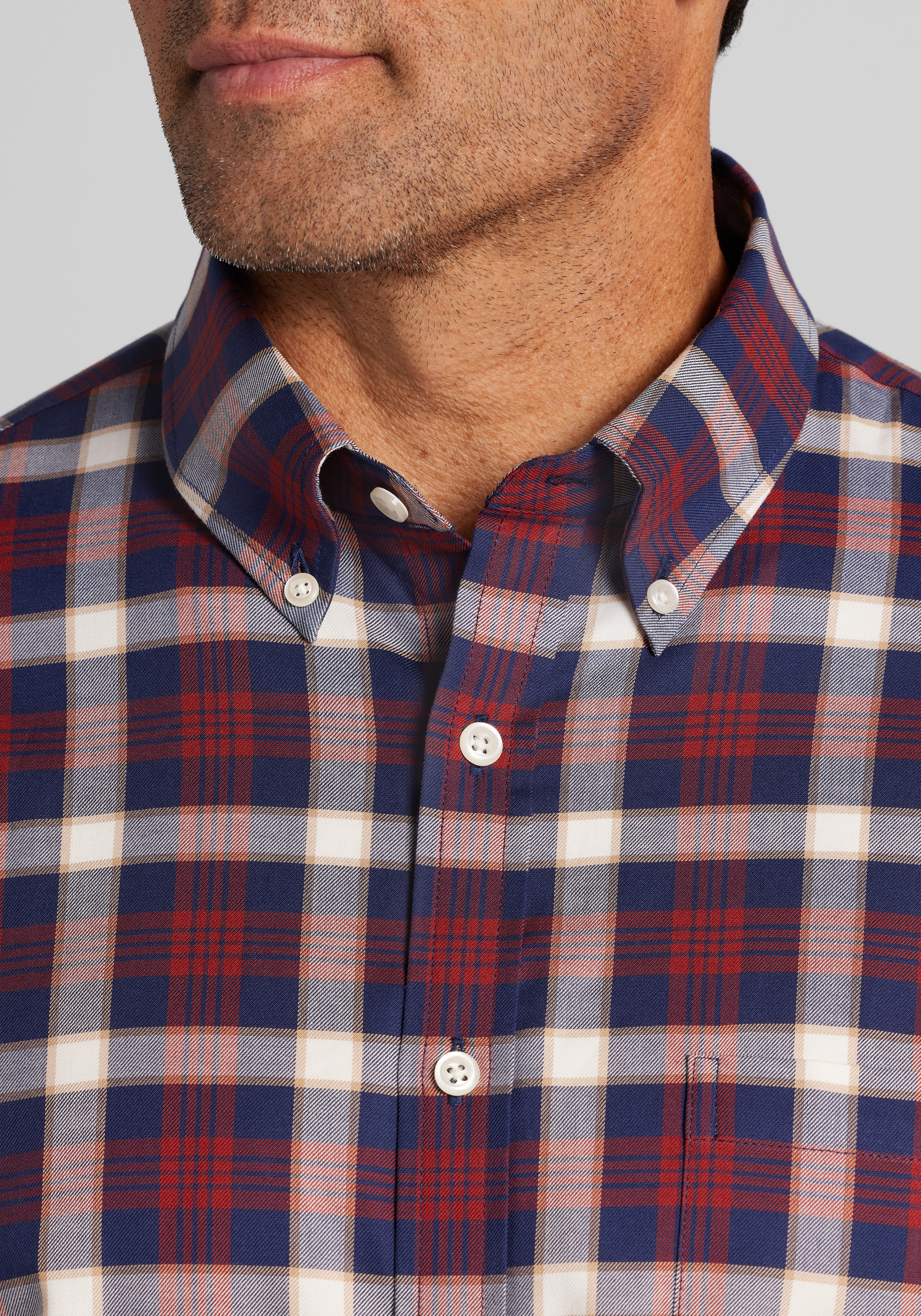 Jos. A. Bank Traditional Fit Large Plaid Button Up Shirt
