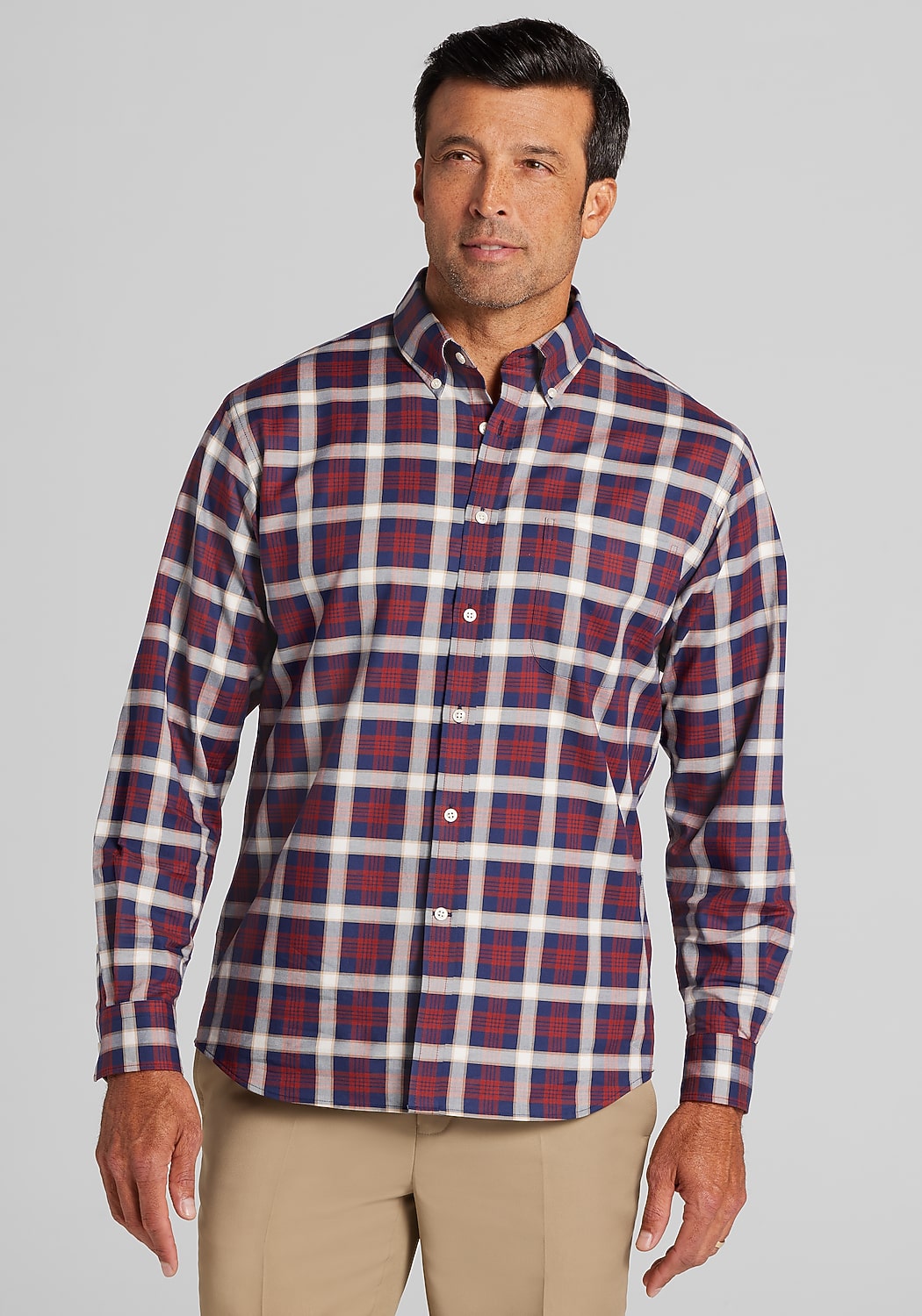 Jos. A. Bank Traditional Fit Large Plaid Button Up Shirt