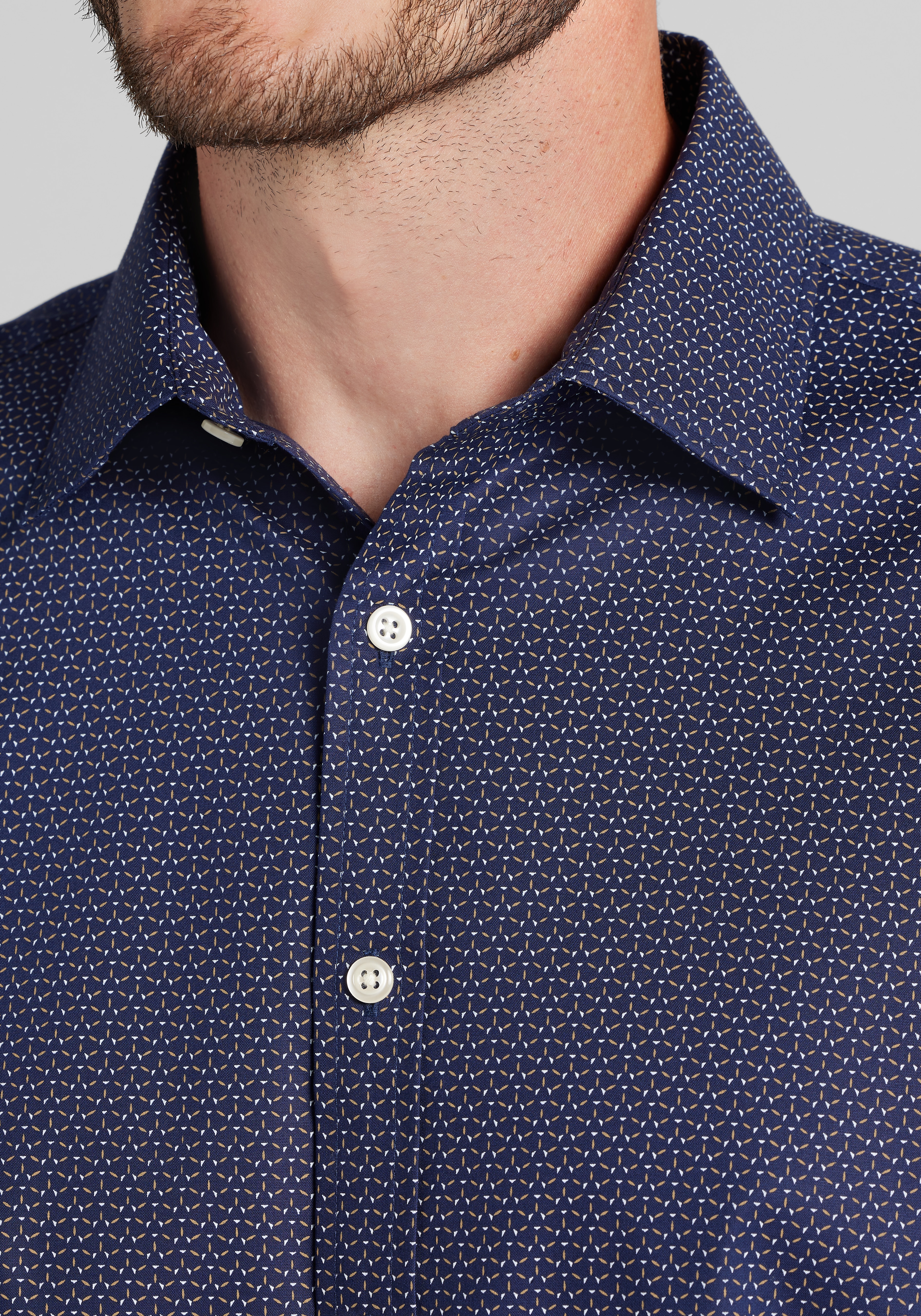 Traveler® Collection Traditional Fit Geo Micro Print Button Up Shirt