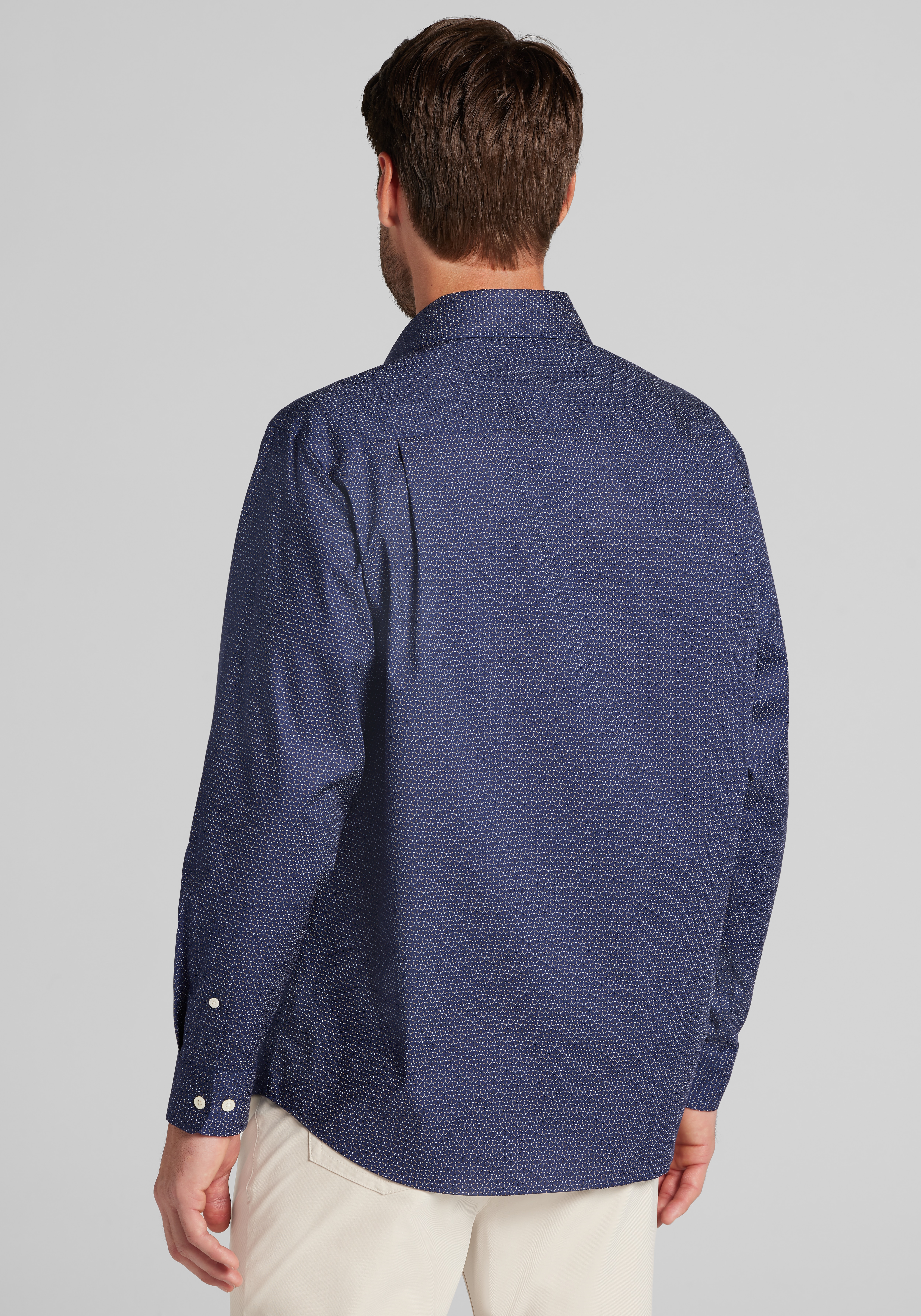 Traveler® Collection Traditional Fit Geo Micro Print Button Up Shirt