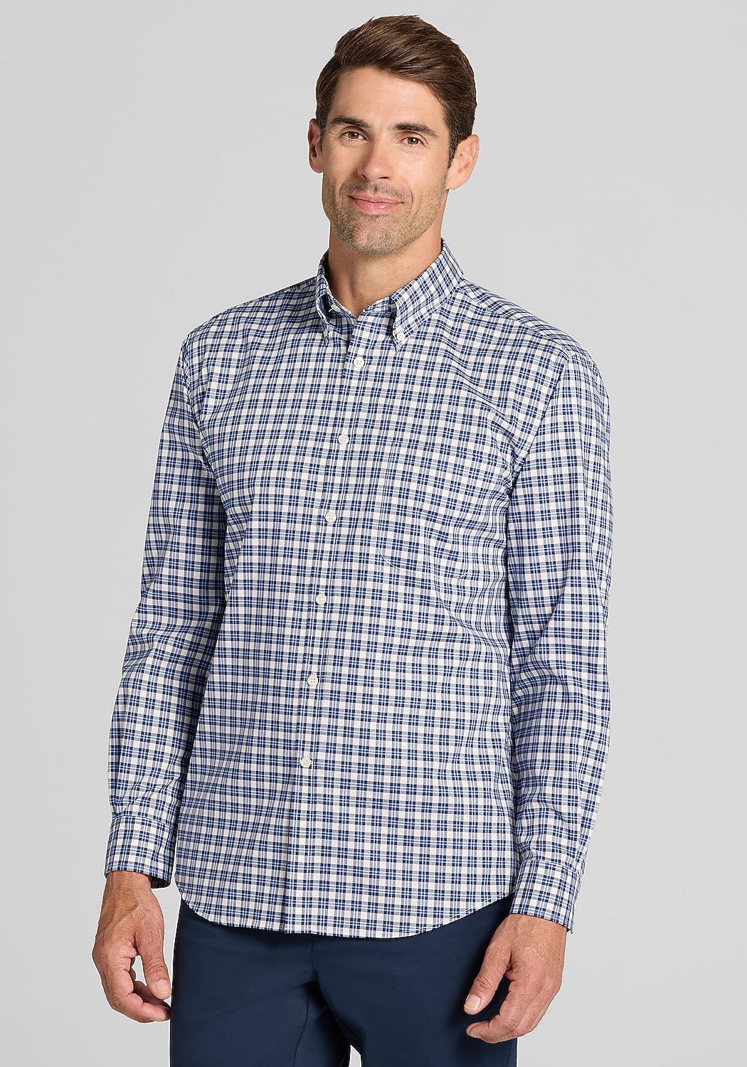 Traveler® Collection Traditional Fit Check Button Up Shirt
