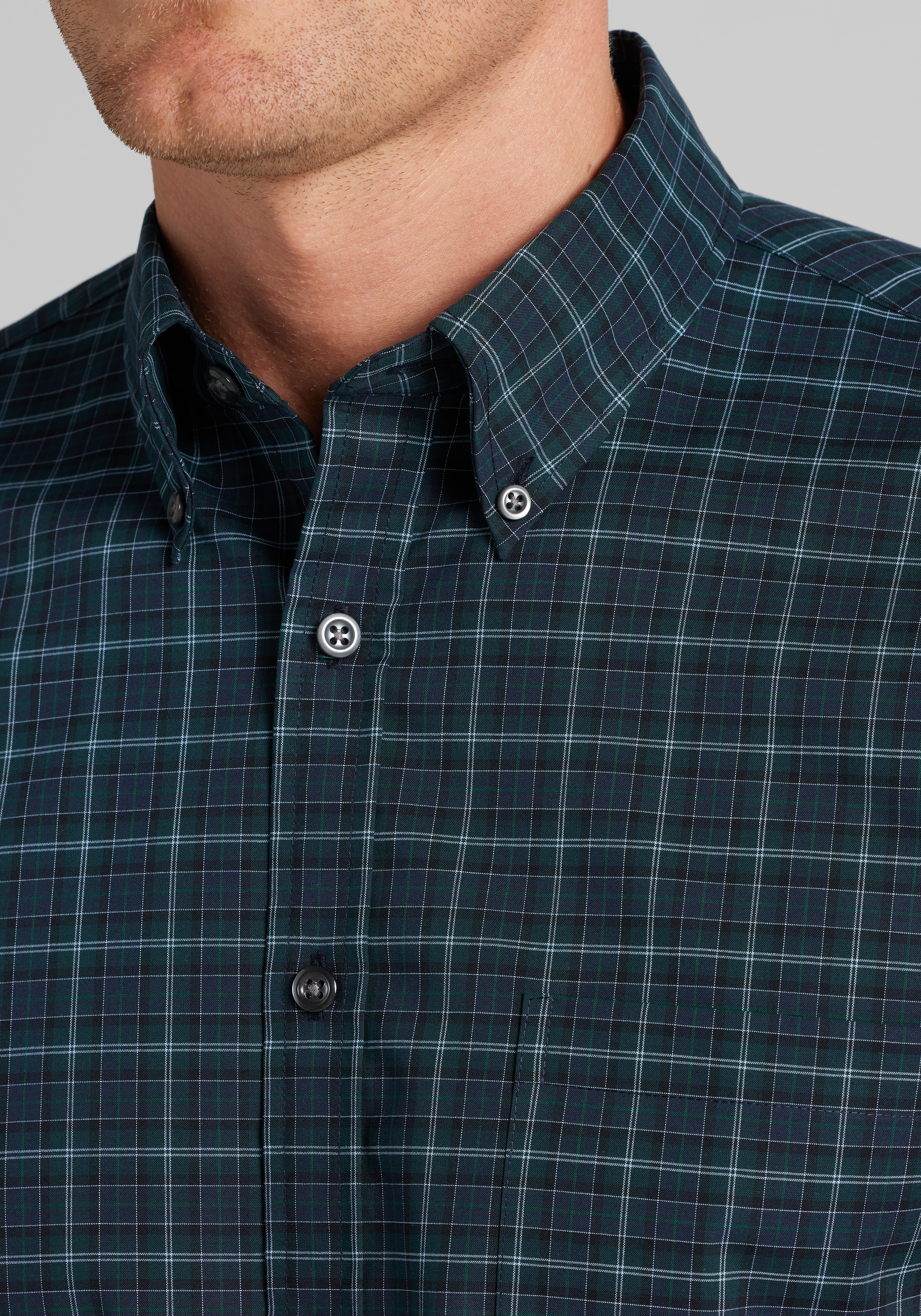 Traveler® Collection Tailored Fit Tartan Plaid Button Up Shirt
