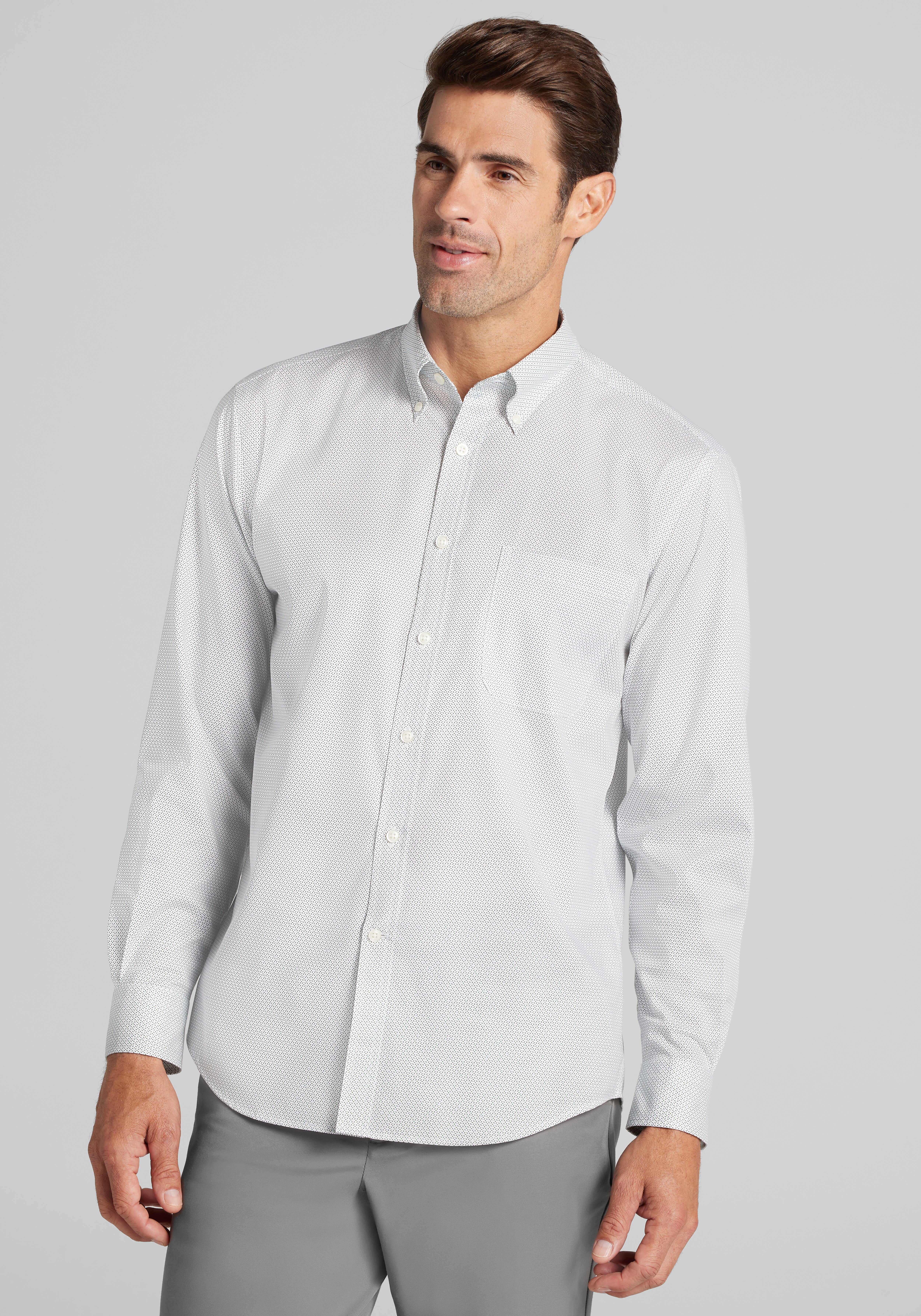 Traveler® Collection Tailored Fit Micro Geo Button Up Shirt