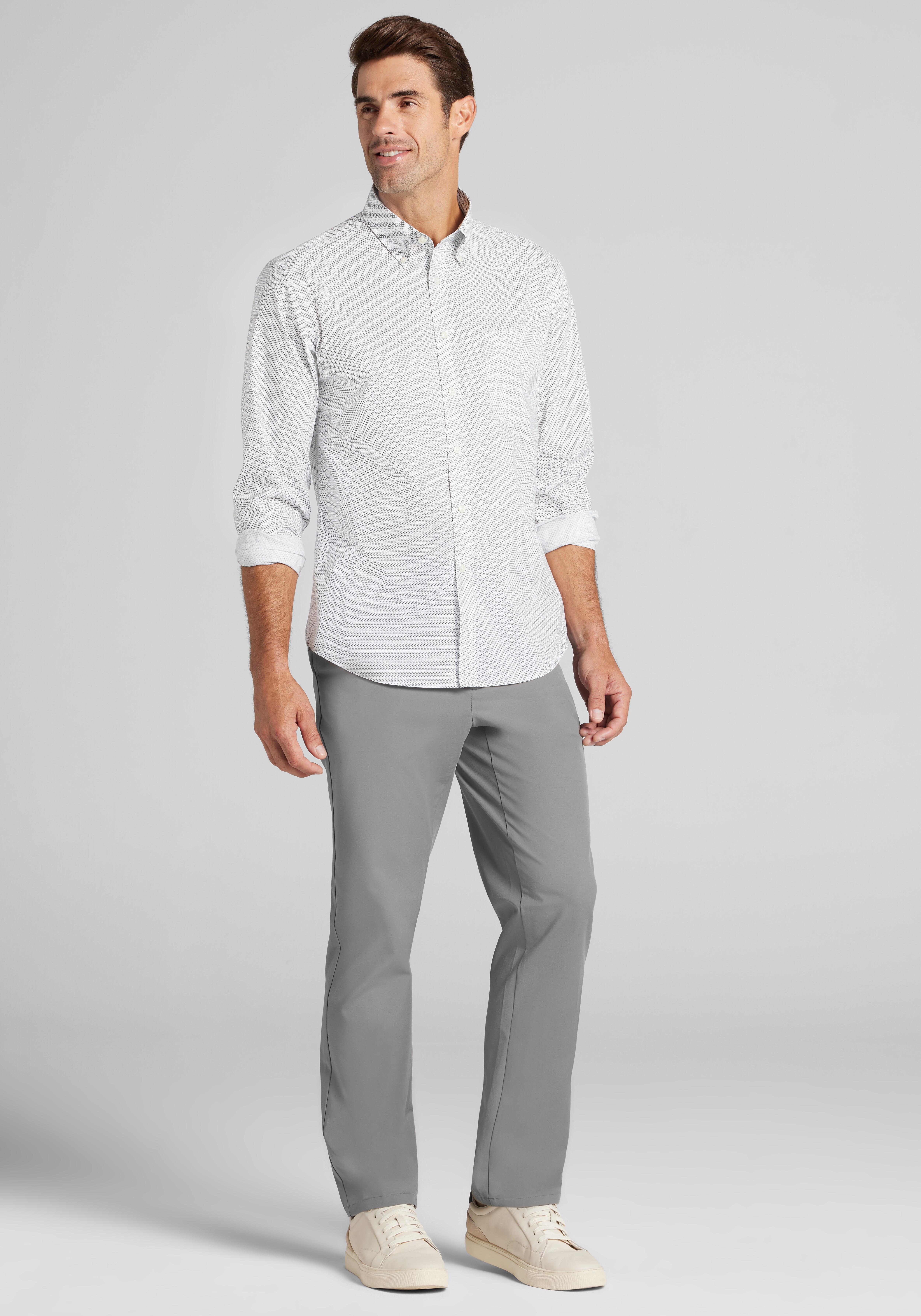 Traveler® Collection Tailored Fit Micro Geo Button Up Shirt