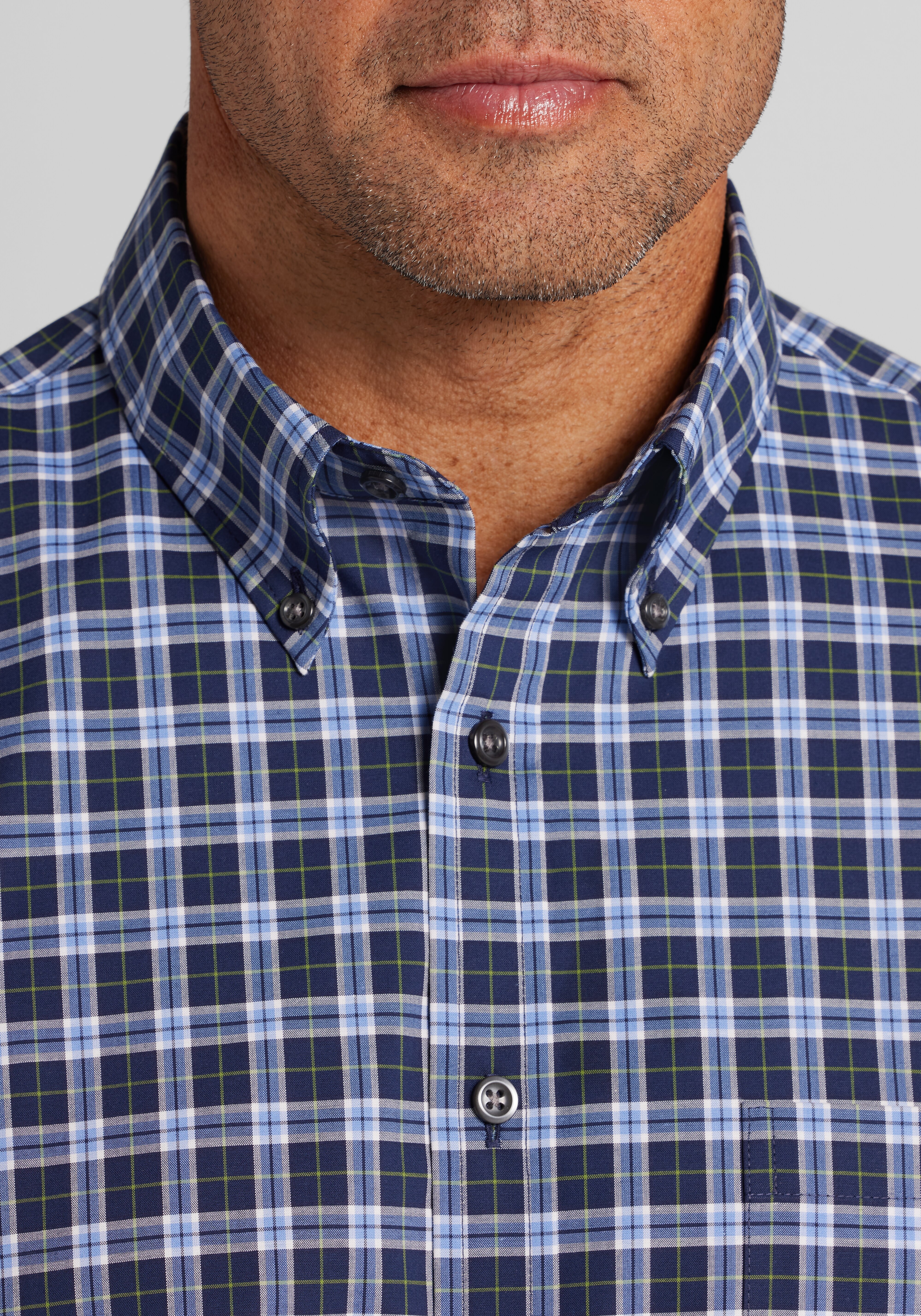 Traveler® Collection Tailored Fit Classic Check Button Up Shirt