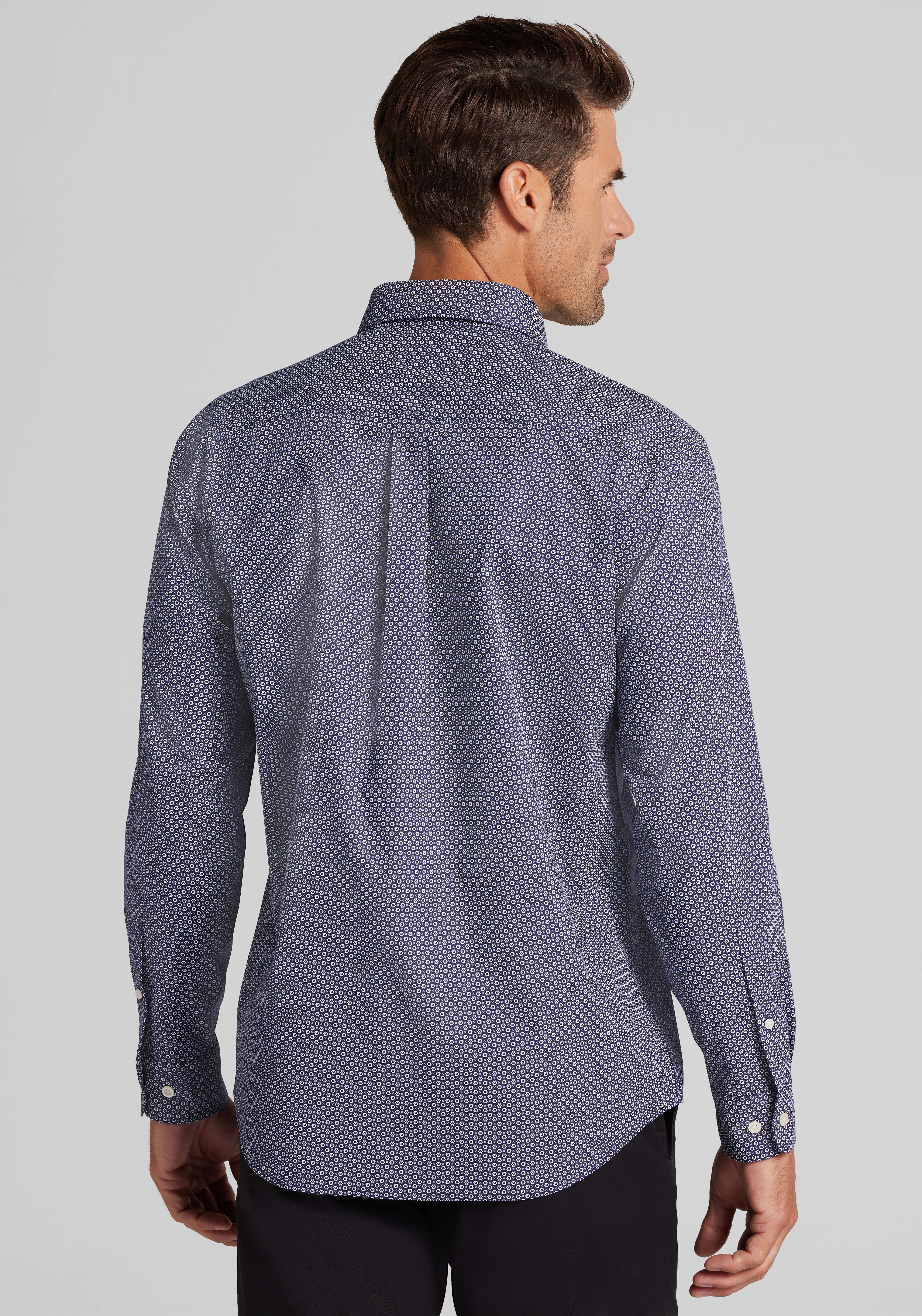 Traveler® Collection Tailored Fit Hexagon Button Up Shirt