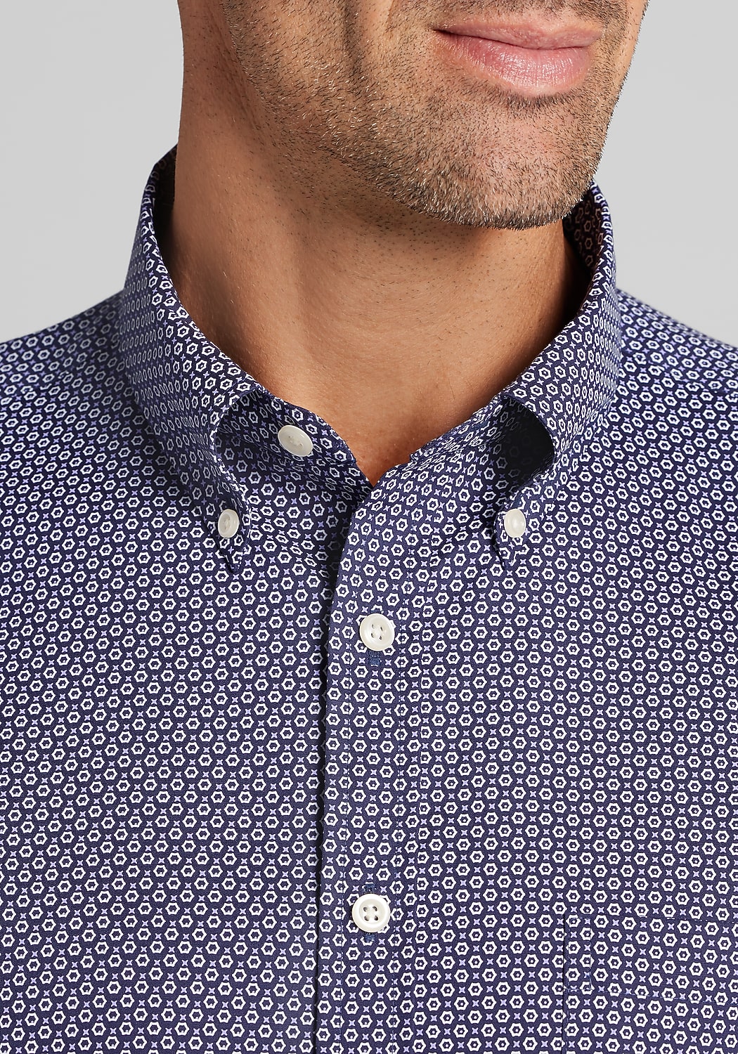 Traveler&reg; Collection Tailored Fit Hexagon Button Up Shirt - Big & Tall