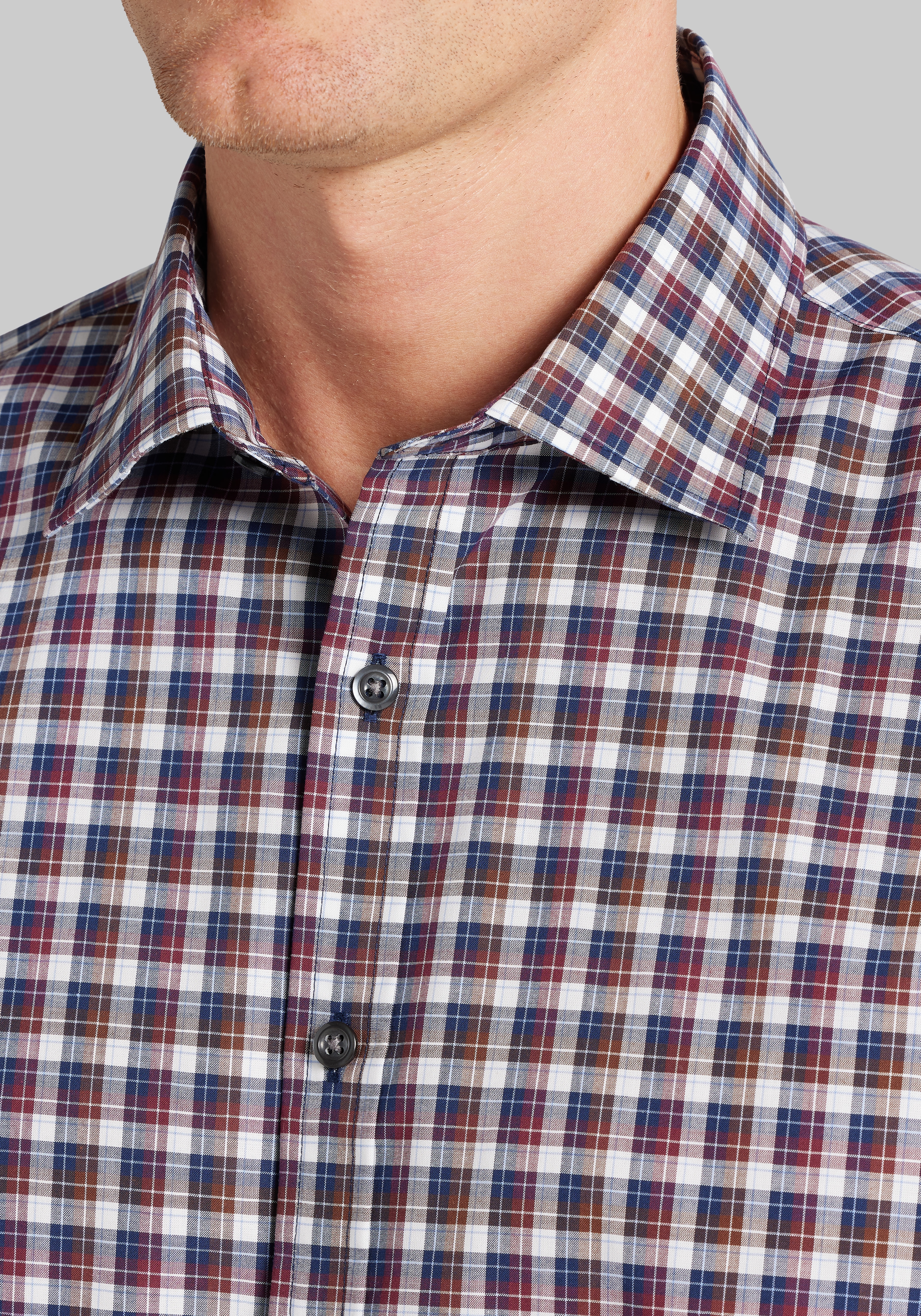 Traveler® Collection Traditional Fit Offset Check Pattern Button Up Shirt