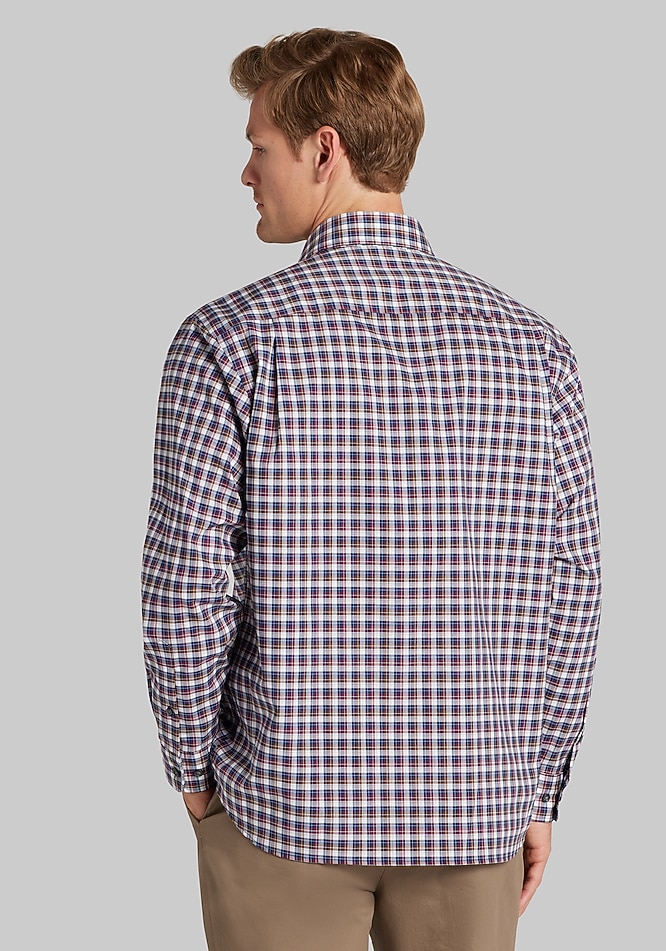 Traveler® Collection Traditional Fit Offset Check Pattern Button