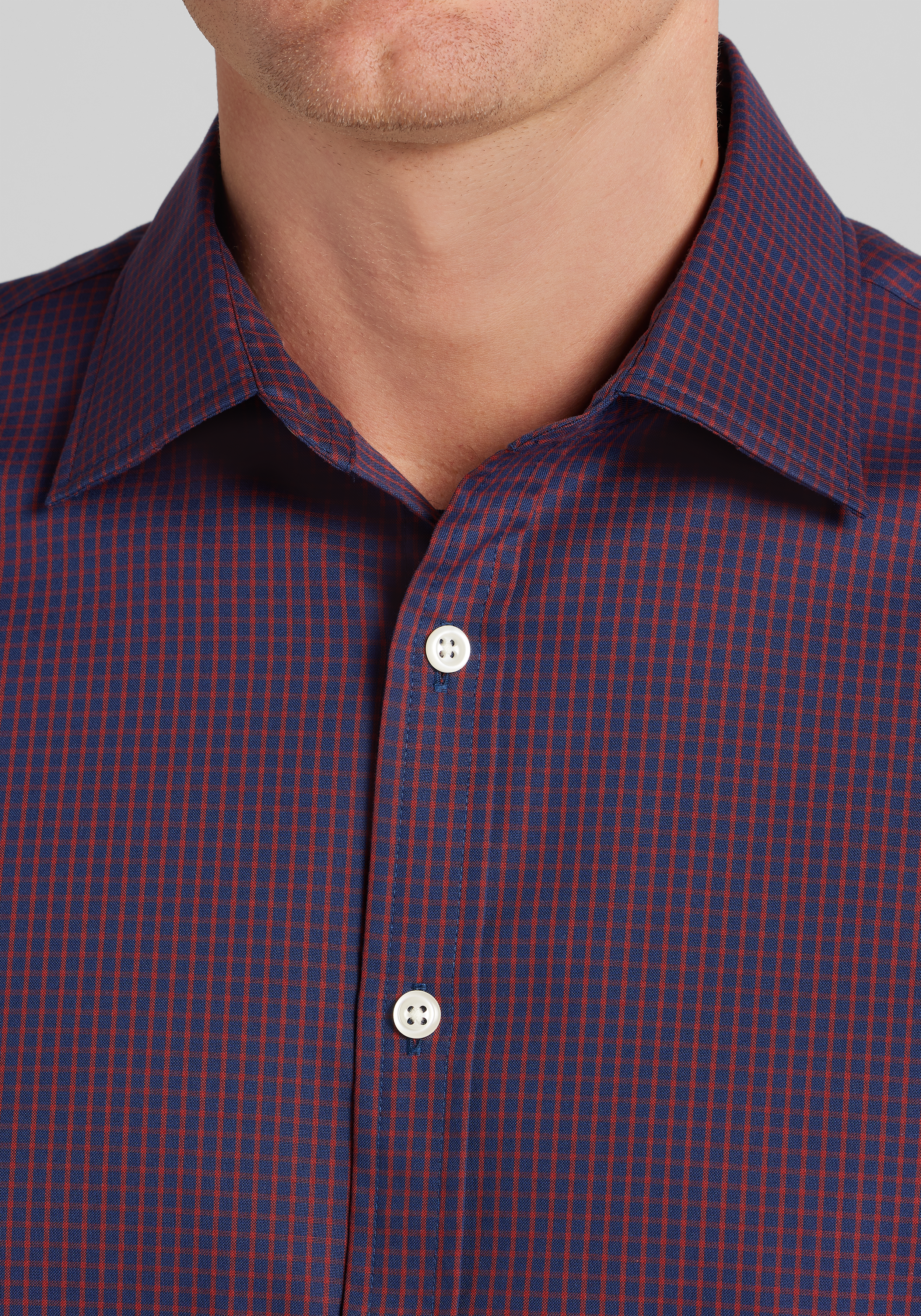 Traveler® Collection Traditional Fit Grid Check Button Up Shirt