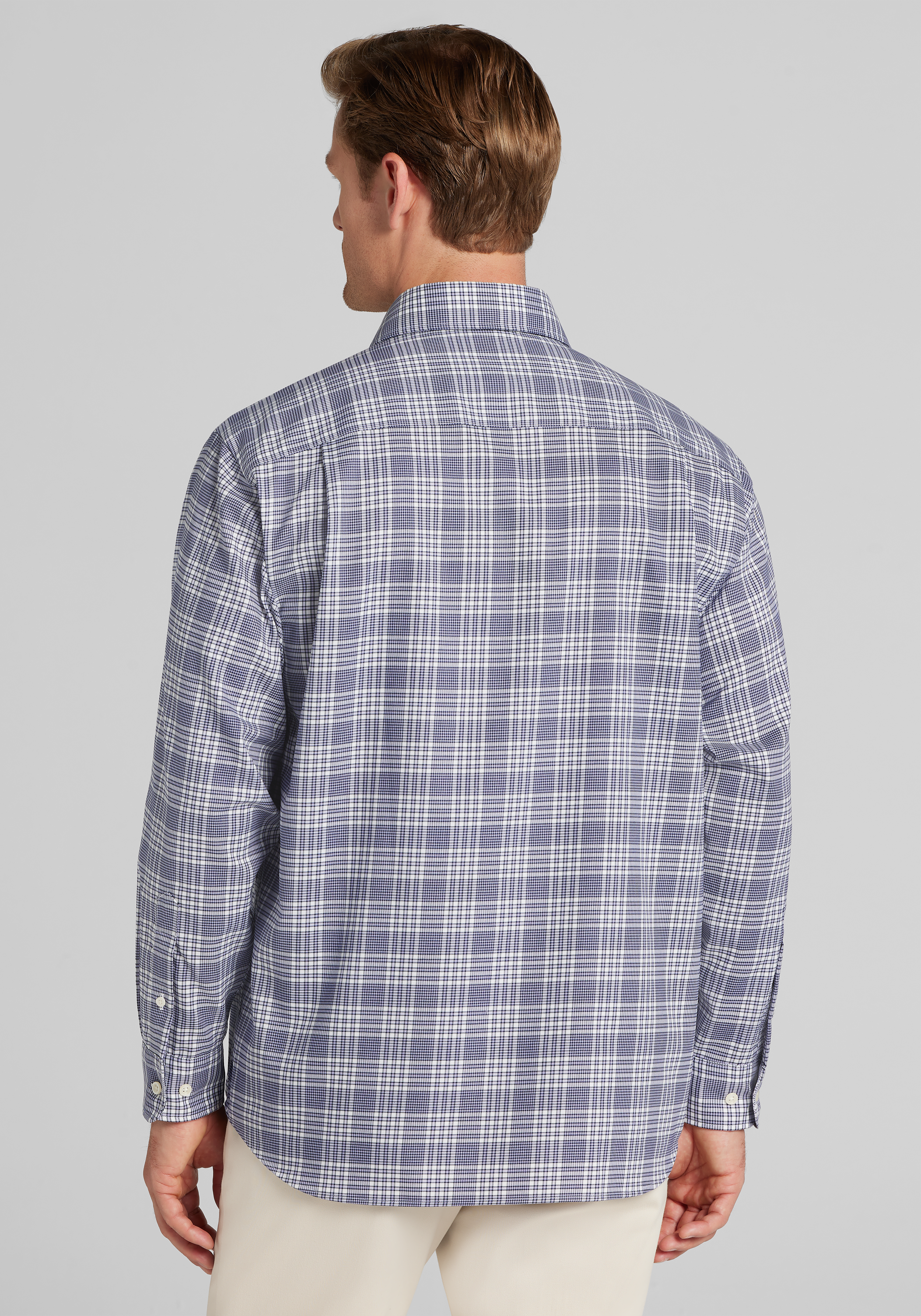 Traveler® Collection Traditional Fit Glen Plaid Button Up Shirt