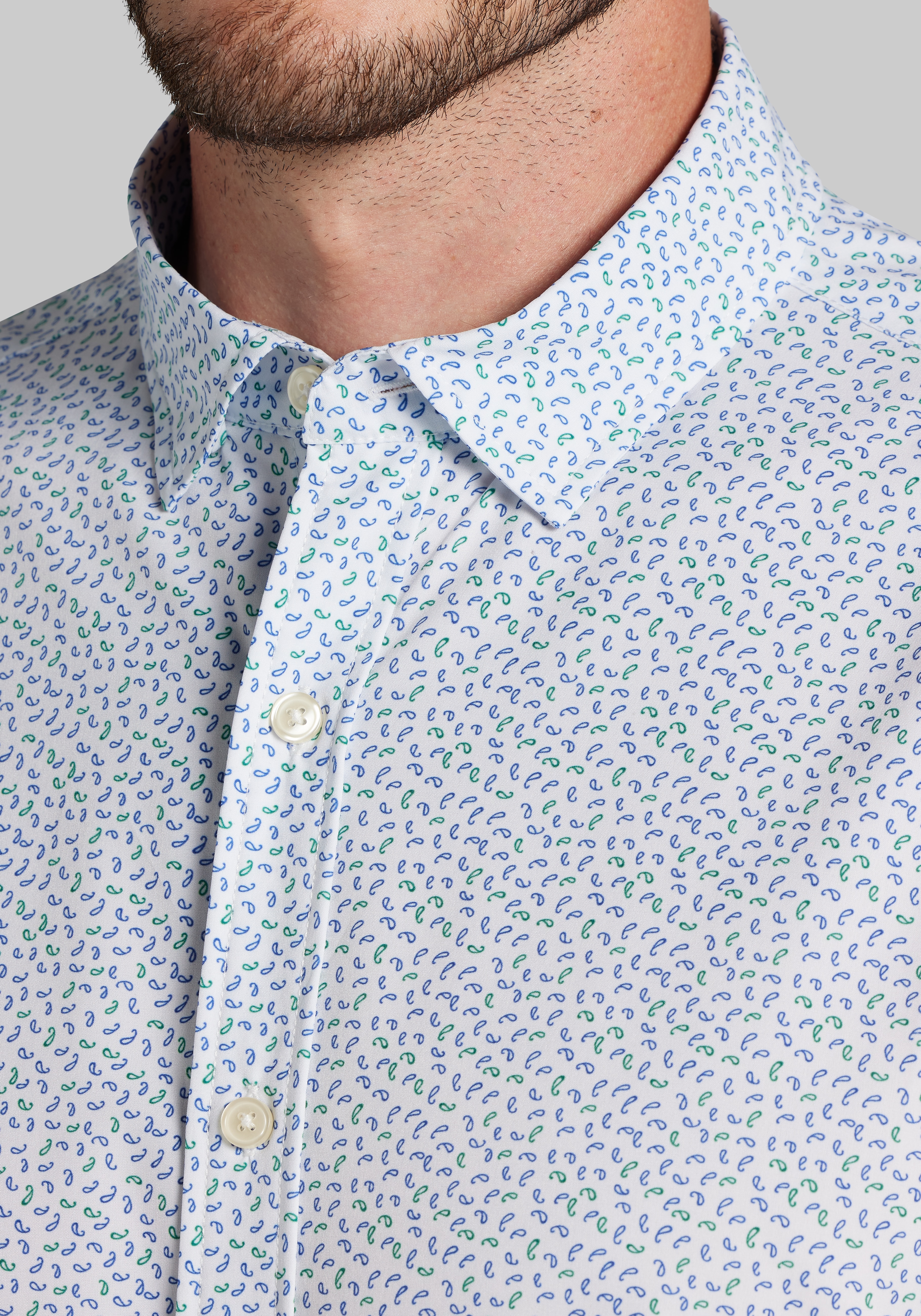 Men's Casual Tops, Traveler&reg; COOL<i>MOTION</i> Tailored Fit Paisley Button Up Shirt - Jos A Bank
